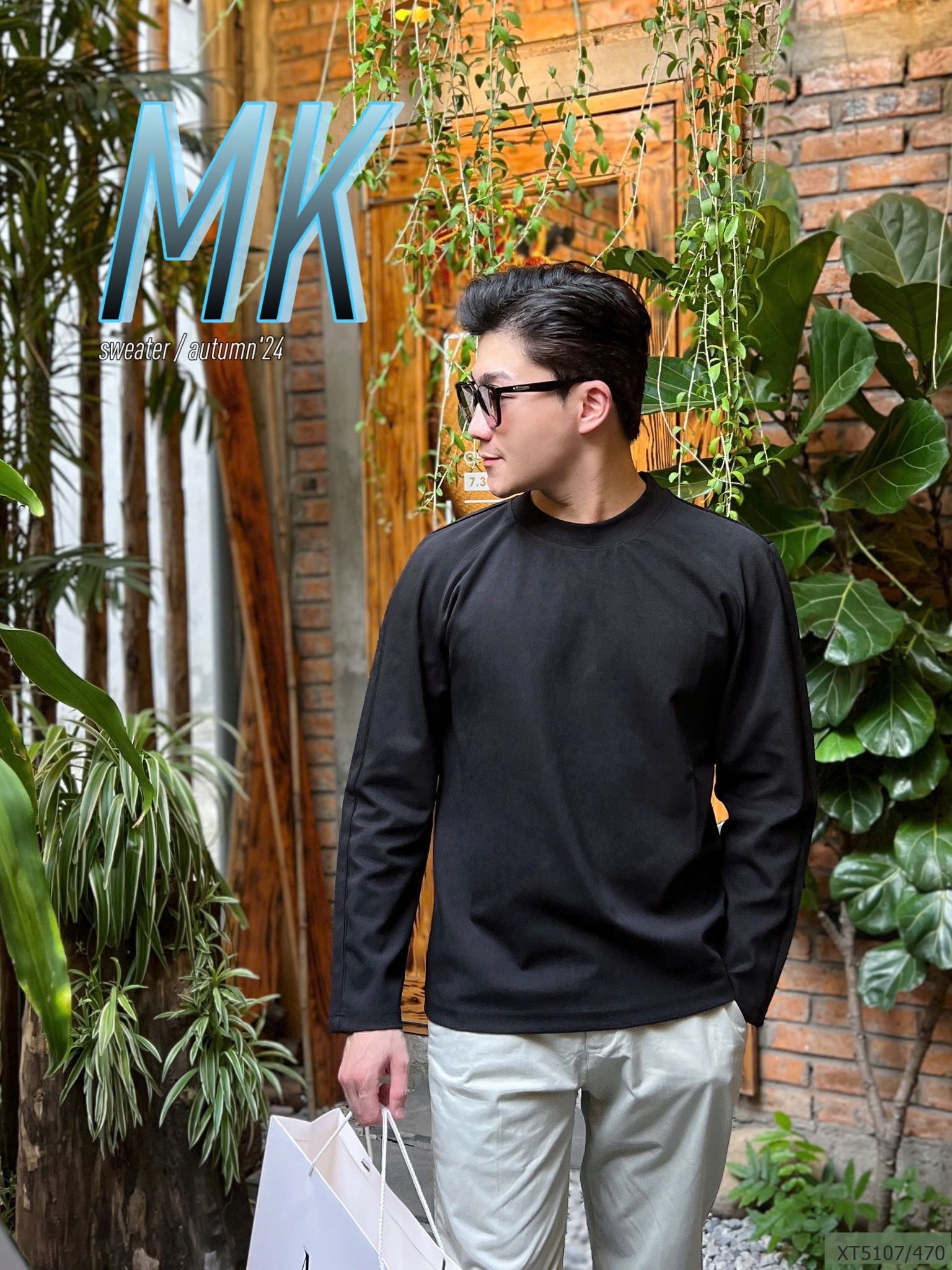  [MK ẢNH THẬT] Áo Dài Tay Sweater Nỉ Nam Nữ  XT 5107 Trơn 2 Màu Đen/Be 