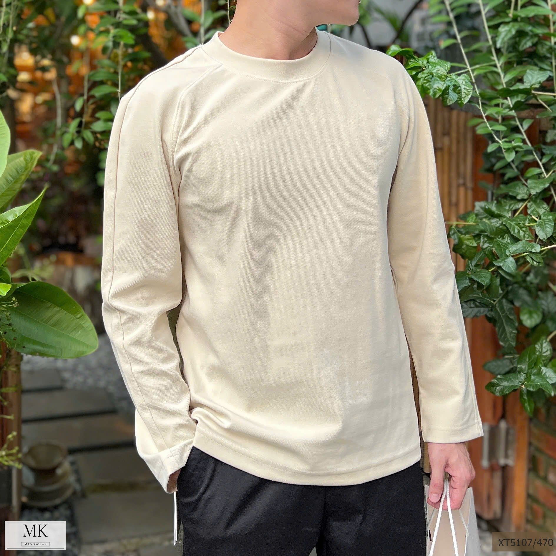  [MK ẢNH THẬT] Áo Dài Tay Sweater Nỉ Nam Nữ  XT 5107 Trơn 2 Màu Đen/Be 