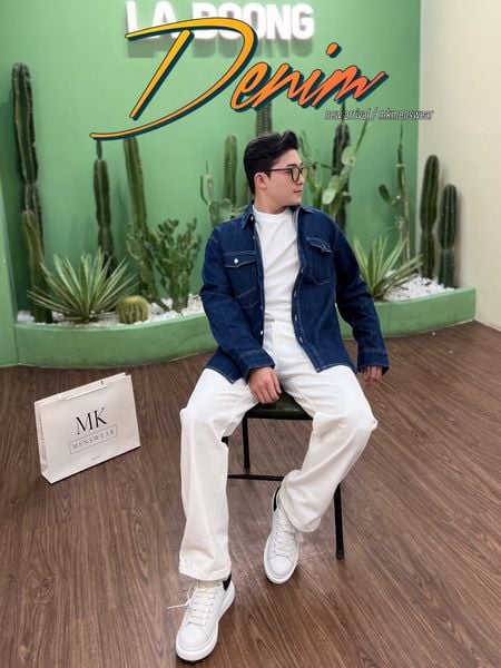  [ẢNH THẬT] Sơ Mi Dài Tay Nam Denim Túi Ngực 8071 