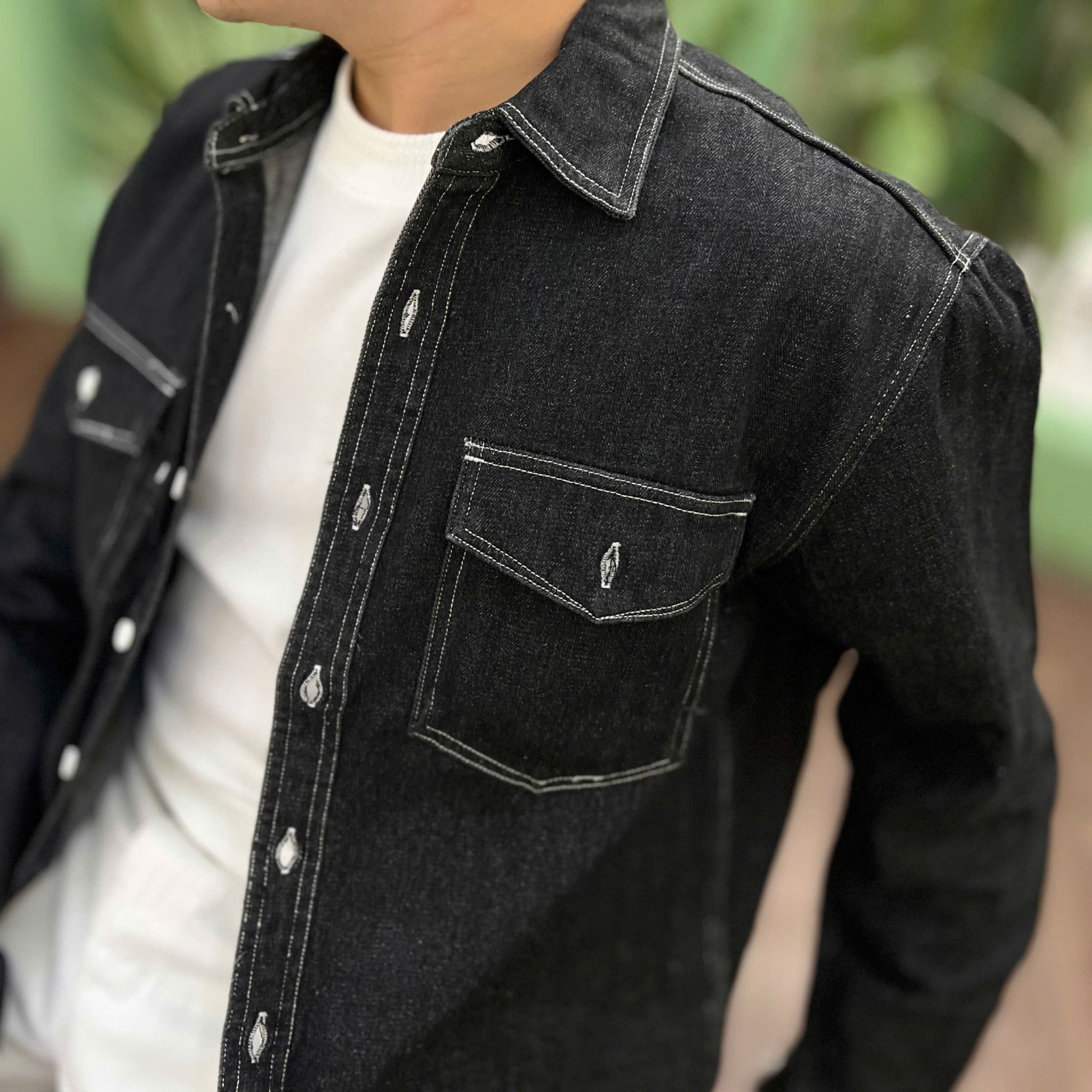  [ẢNH THẬT] Sơ Mi Dài Tay Nam Denim Túi Ngực 8071 