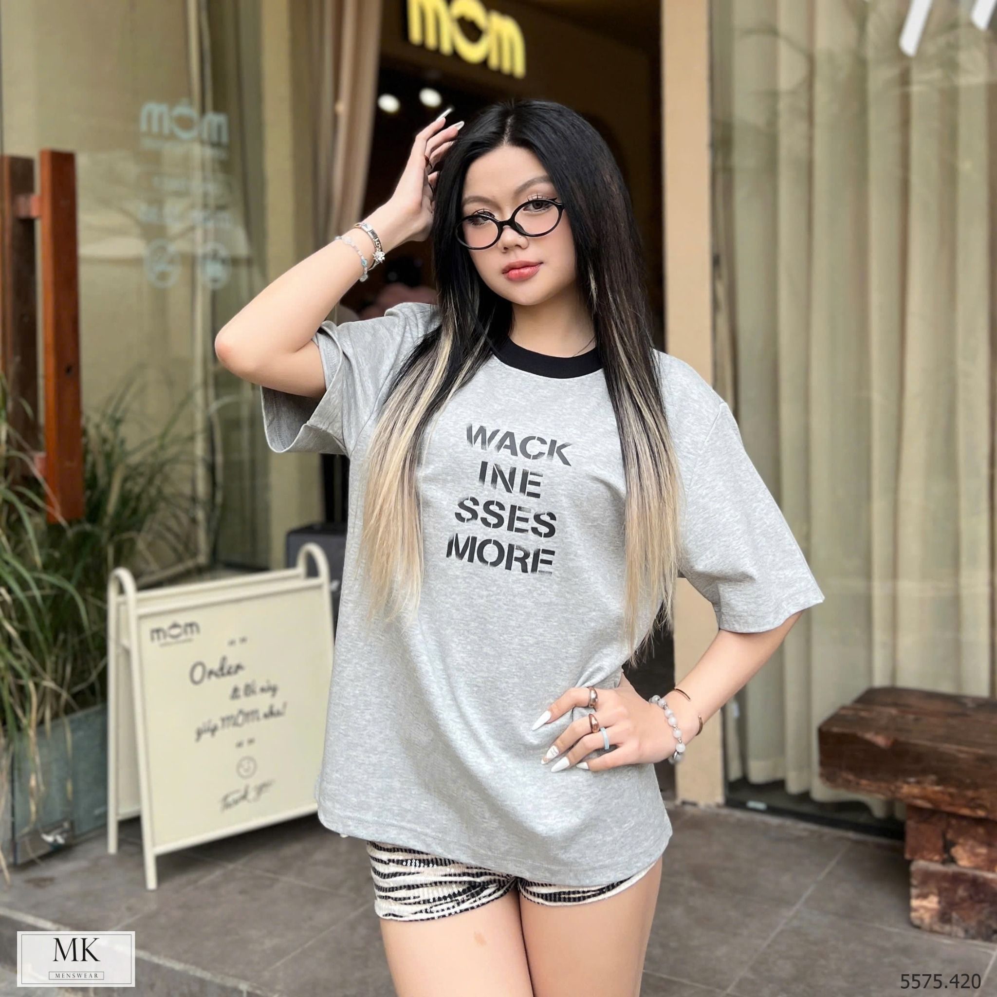 [ẢNH THẬT] Áo Phông Ngắn Tay Nam Nữ Phối Cổ In Chữ 5575 