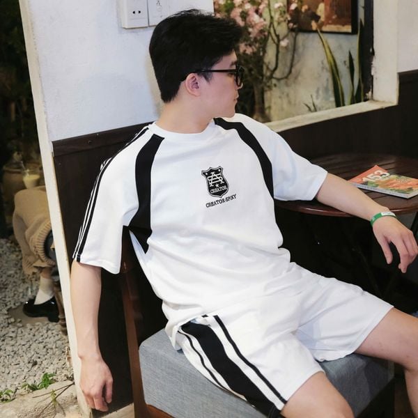  [ẢNH THẬT] Short Nỉ Nam Trắng Sọc 9022 