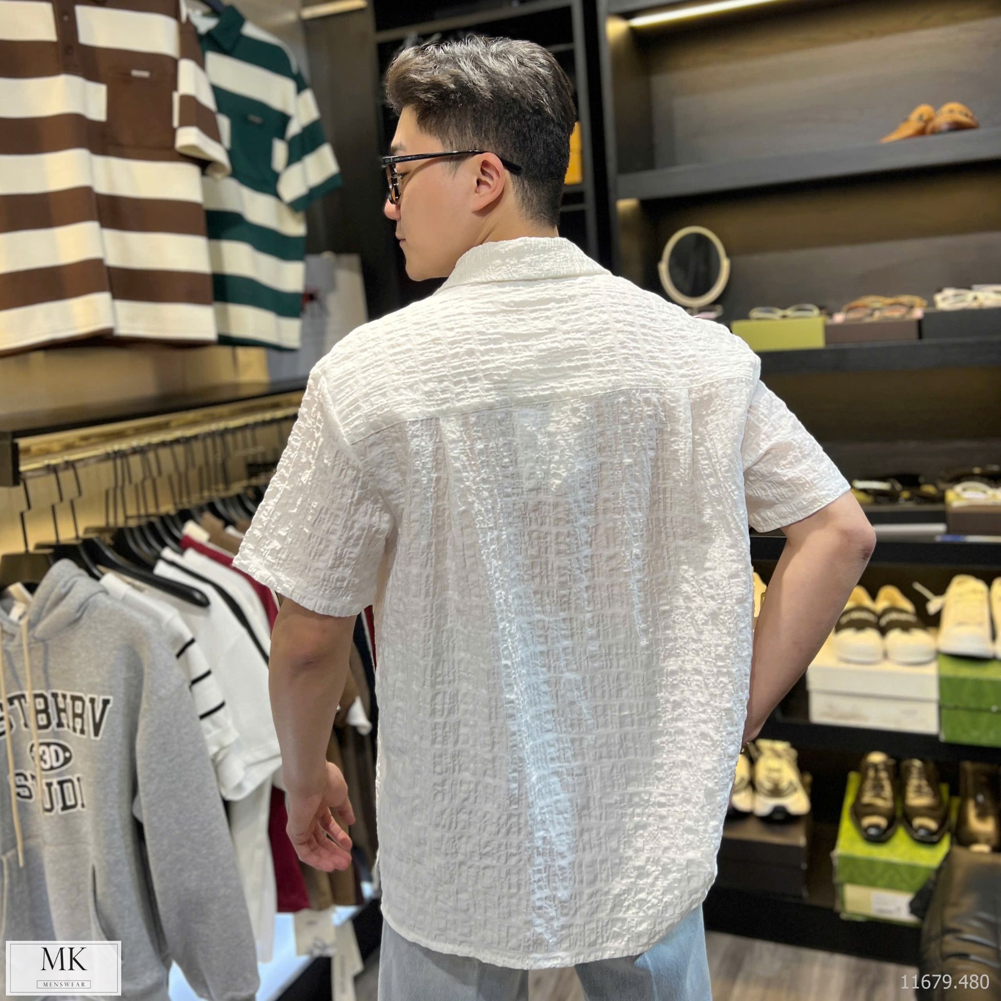  [ẢNH THẬT] Sơ Mi Ngắn Tay Nam 11679 Trắng Trơn 