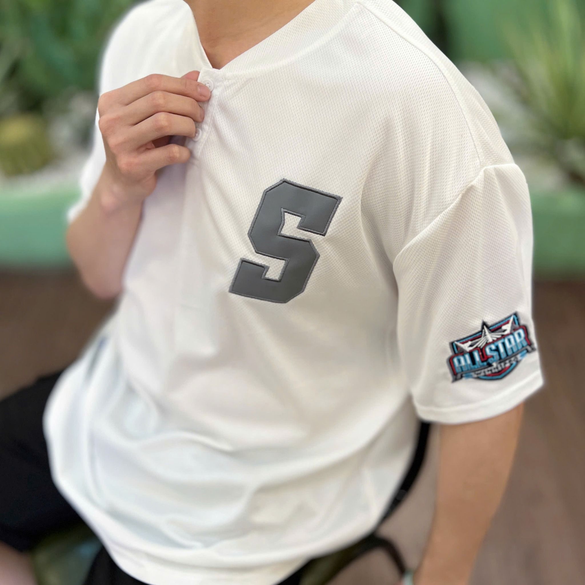  Áo Phông Thể Thao Nam Nữ Henley Trắng 3227 