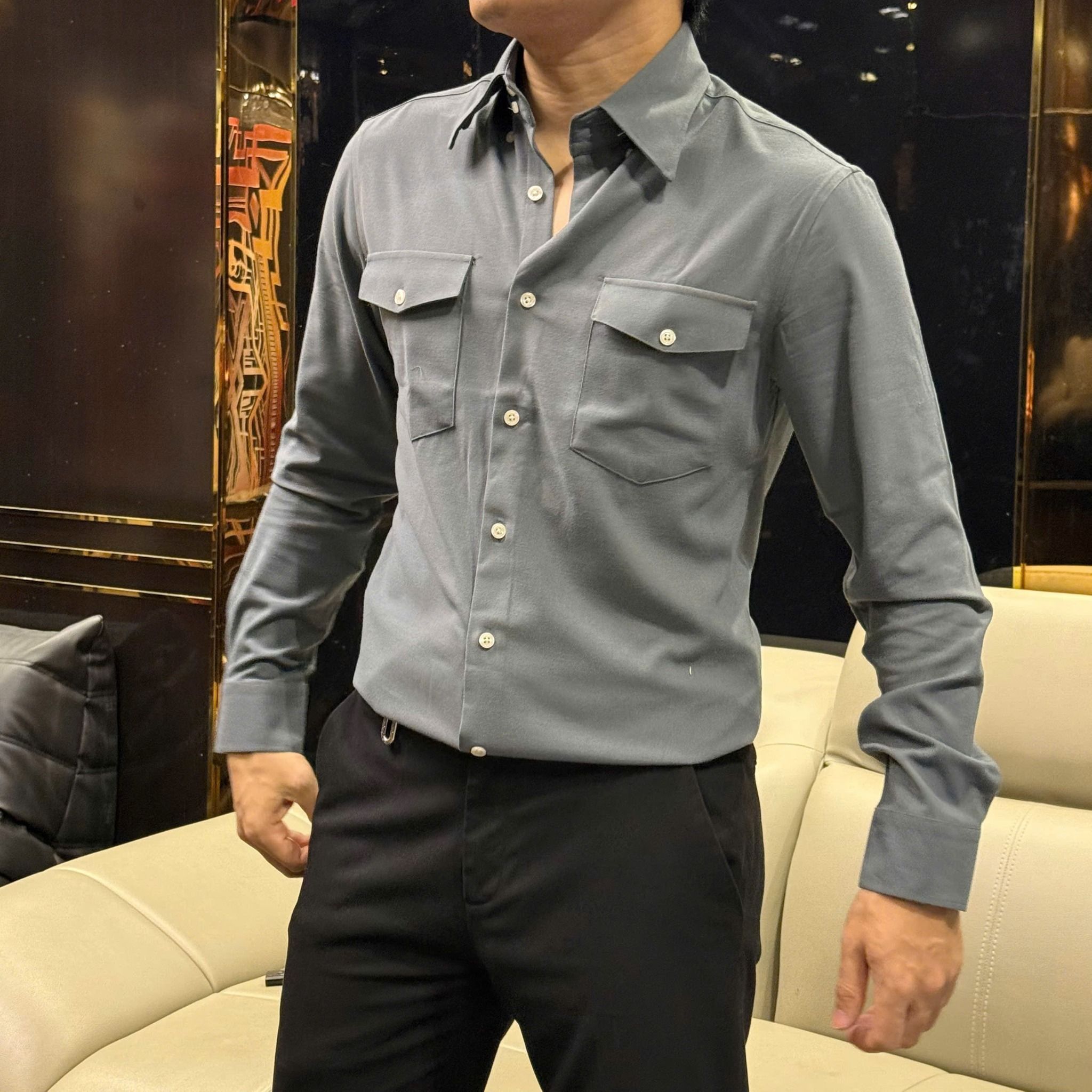  [ẢNH THẬT] Sơ Mi Dài Tay Nam Túi Hộp CC2065 