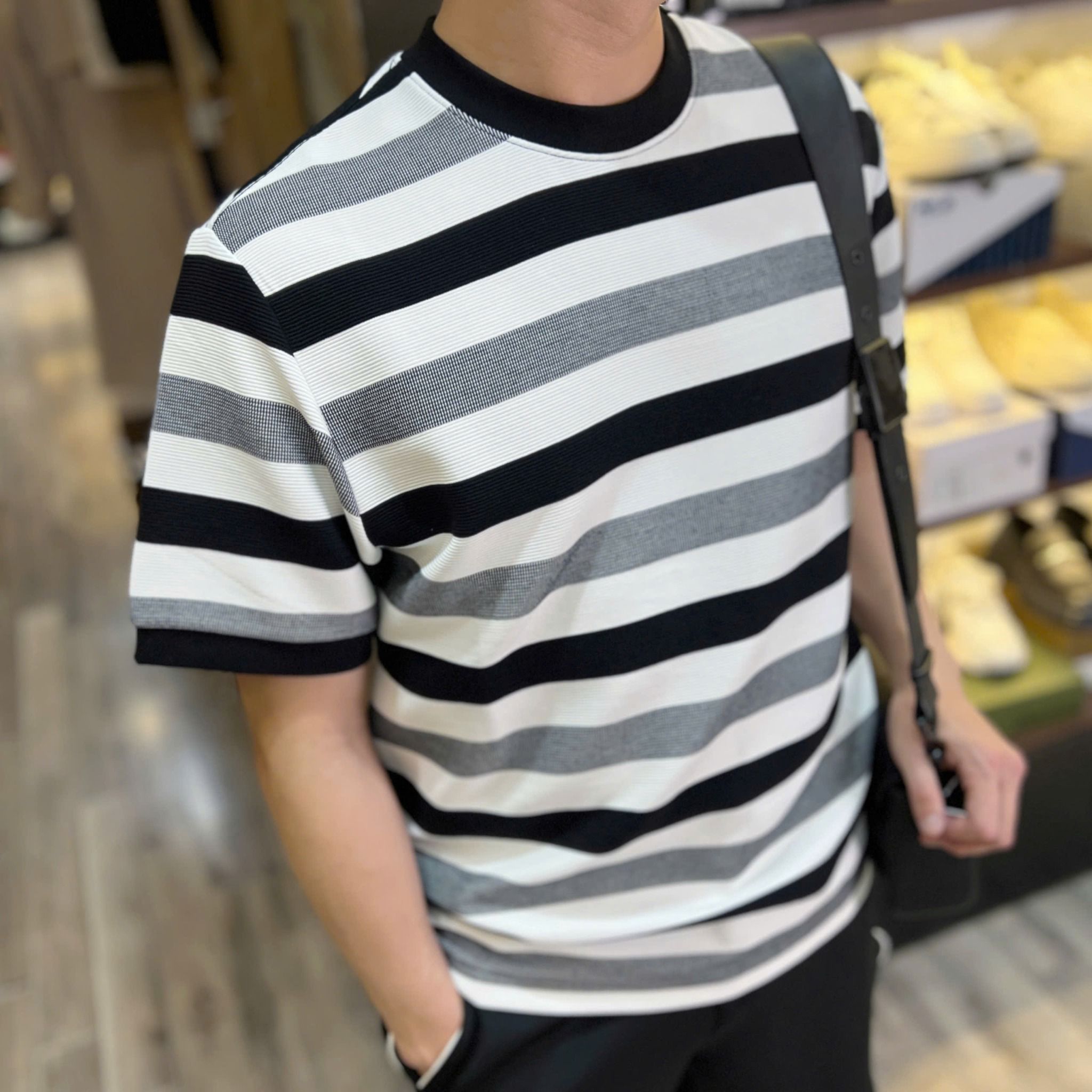  [ẢNH THẬT] Áo Phông Ngắn Tay Nam Nữ Kẻ Ngang 5582 