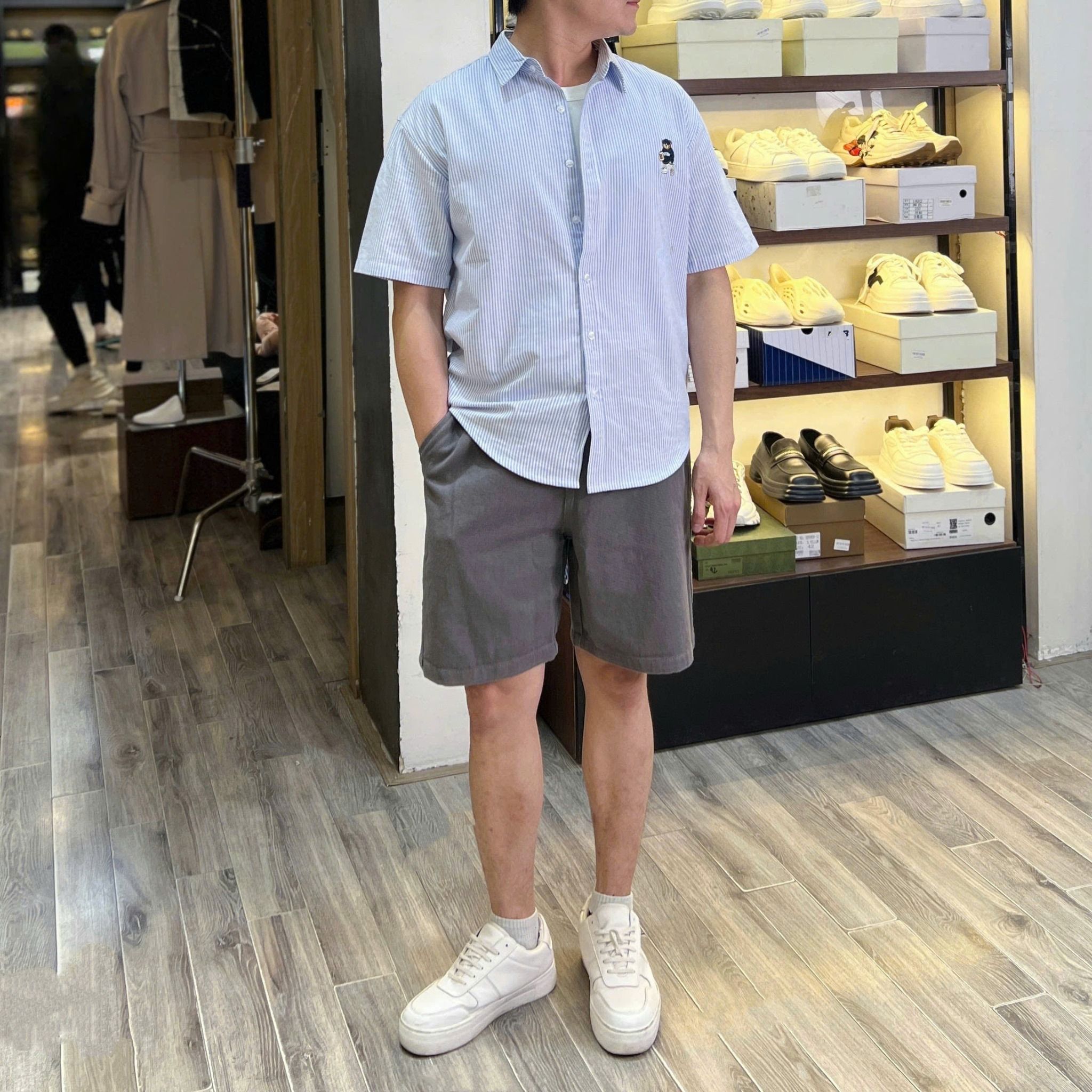  [ẢNH THẬT] Sơ Mi Ngắn Tay Nam Gấu Bóng Rổ 