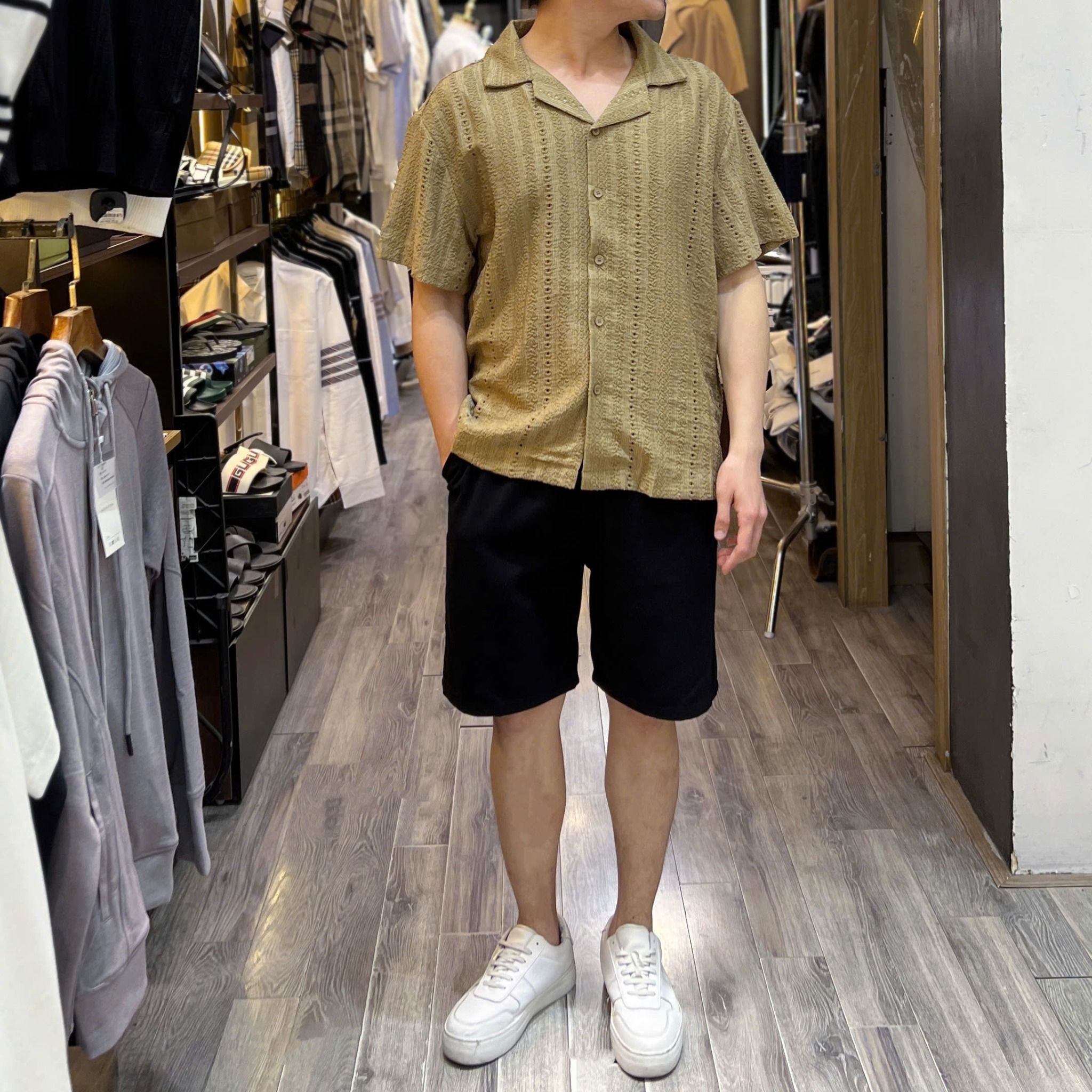  [ẢNH THẬT] Sơ Mi Ngắn Tay Nam Nữ Cổ Vest 7018 