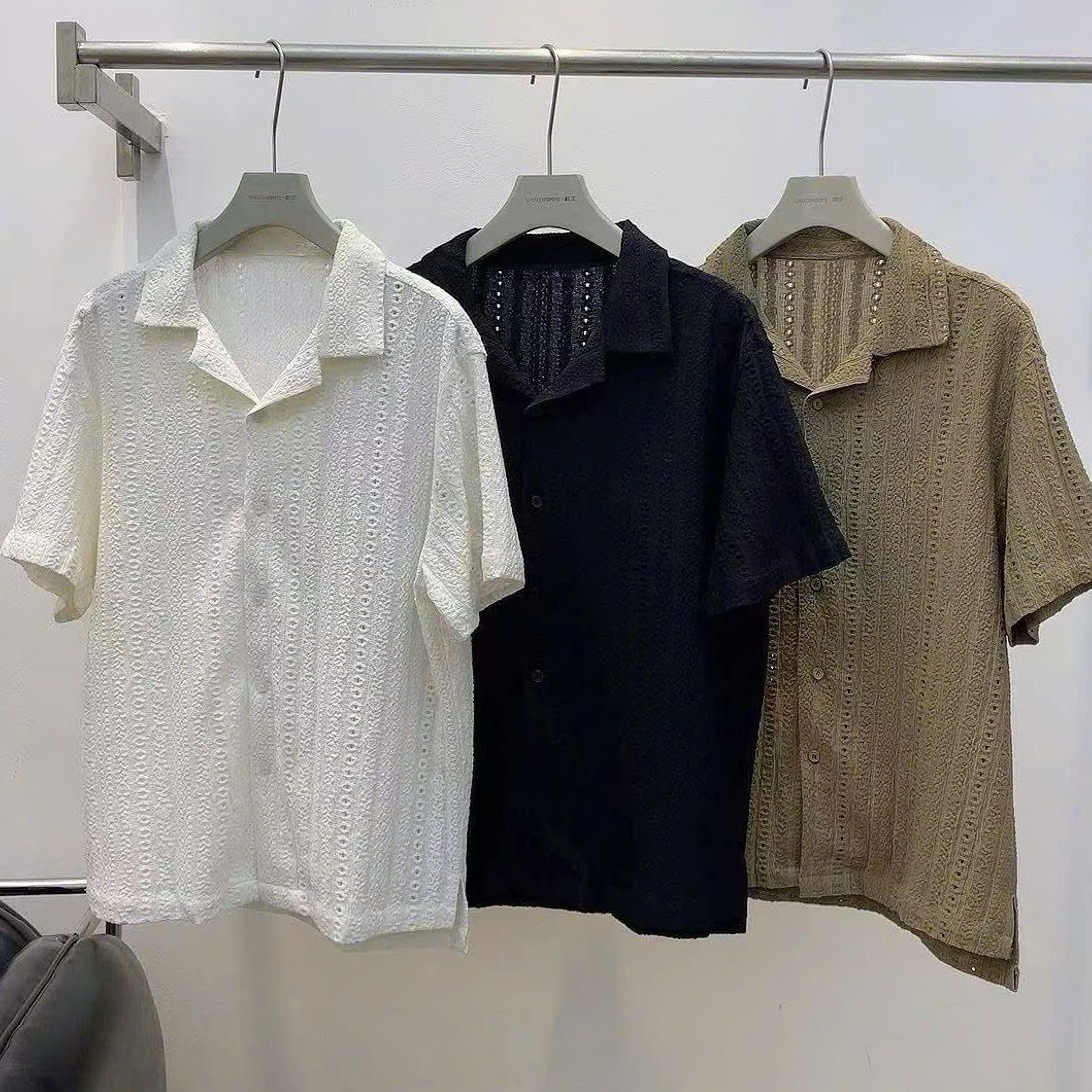  [ẢNH THẬT] Sơ Mi Ngắn Tay Nam Nữ Cổ Vest 7018 