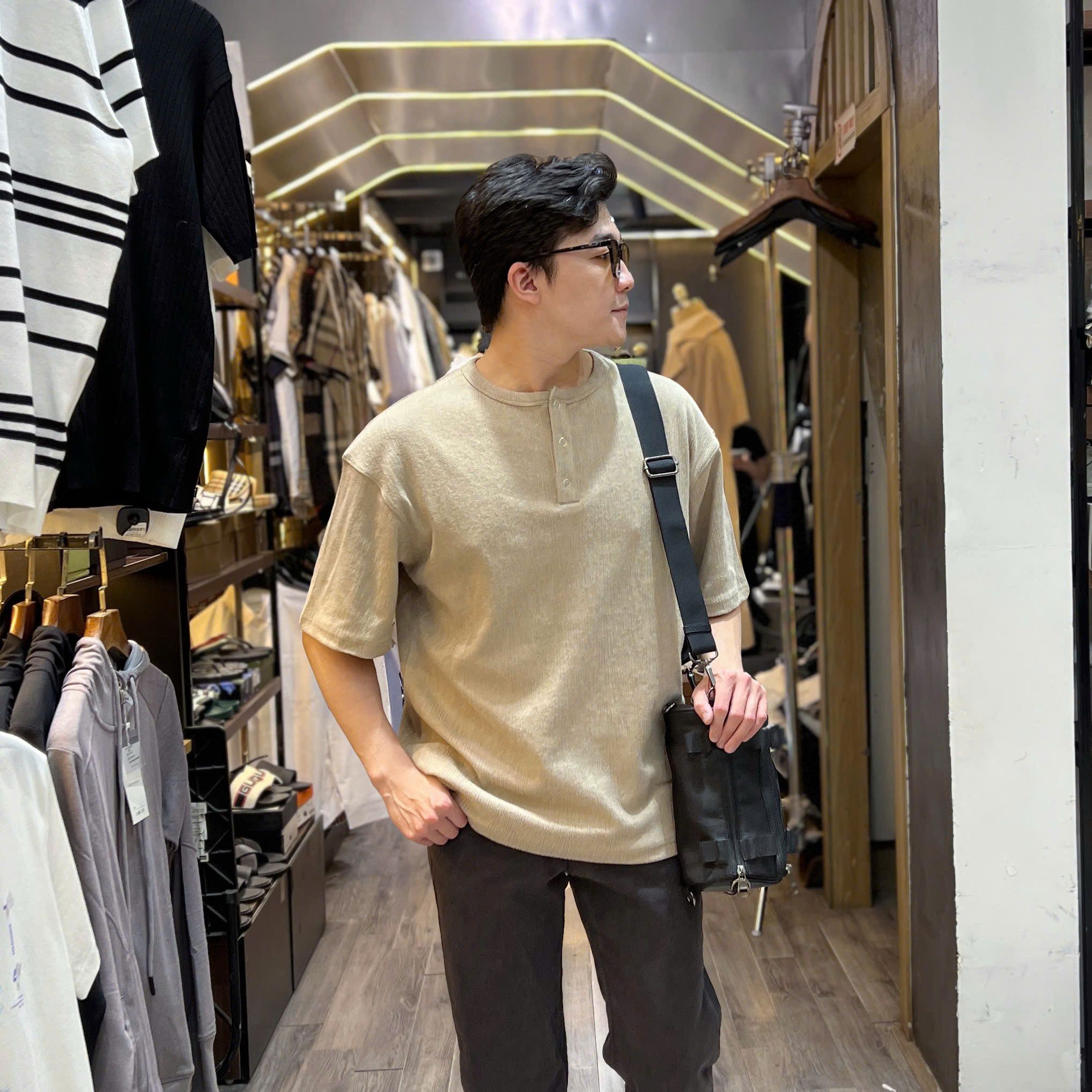  [ẢNH THẬT] Áo Ngắn tay Henley Nam Nữ Trơn 98110 