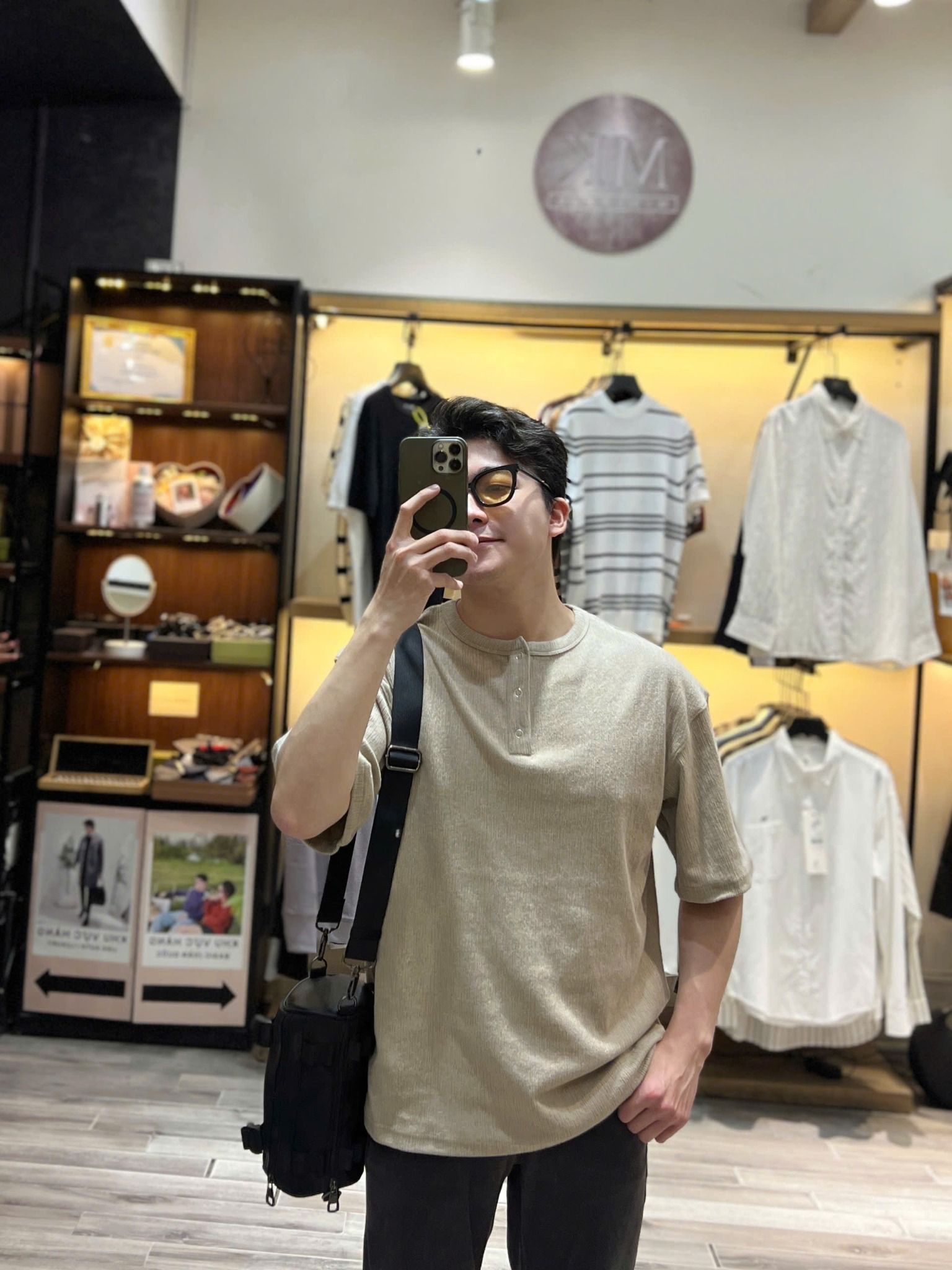  [ẢNH THẬT] Áo Ngắn tay Henley Nam Nữ Trơn 98110 