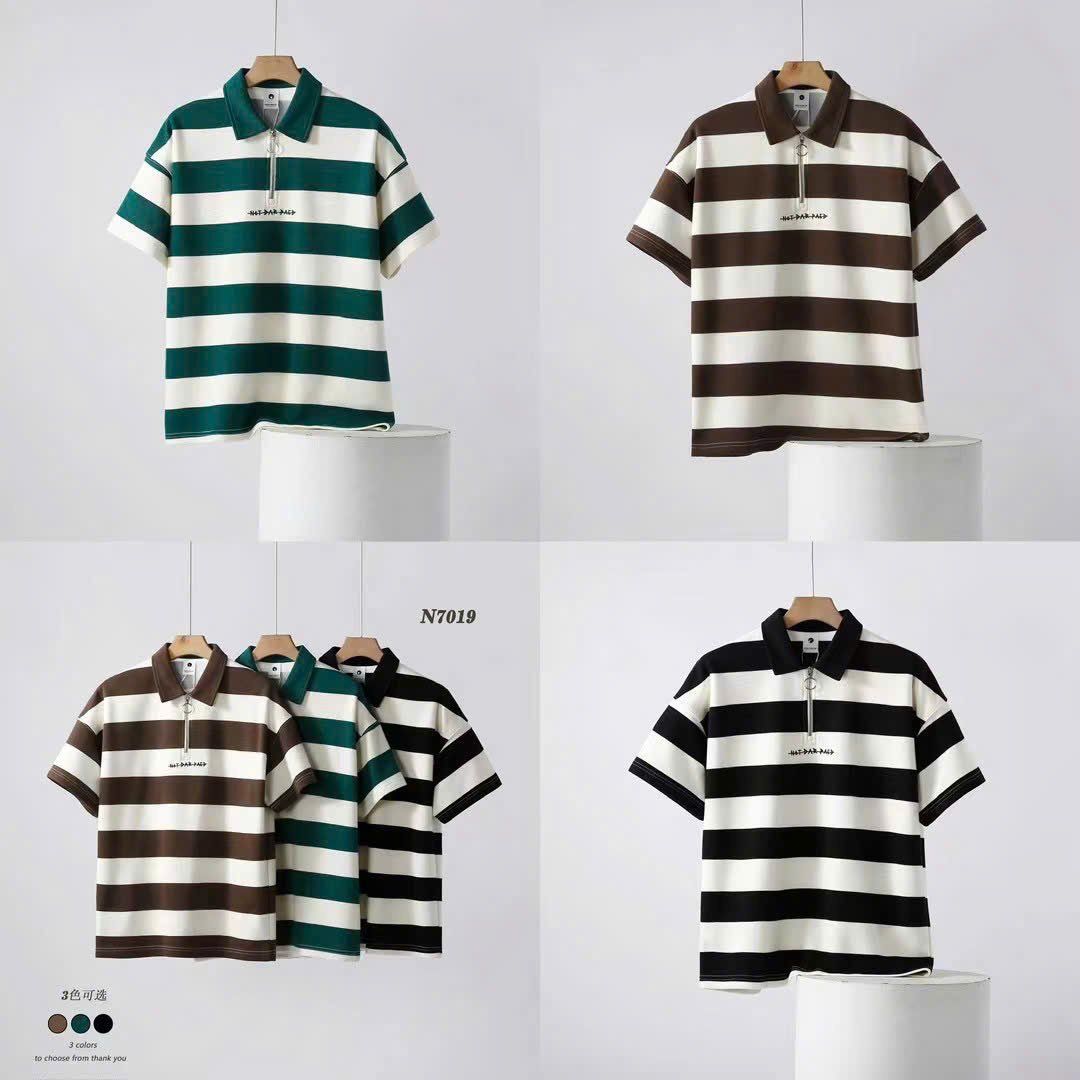  [ẢNH THẬT] Polo Ngắn Tay Nam Nữ Khoá Cổ 7019 