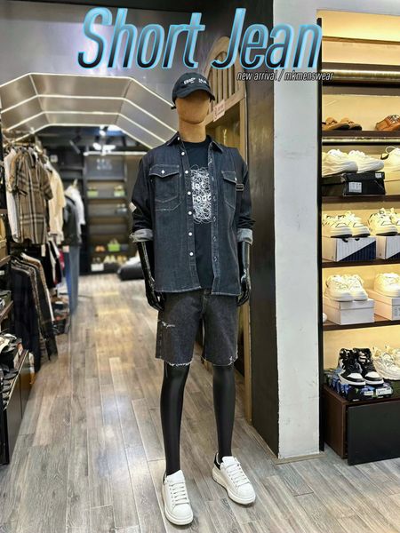  [ẢNH THẬT] Short Jean Nam Rách Đùi Trơn 