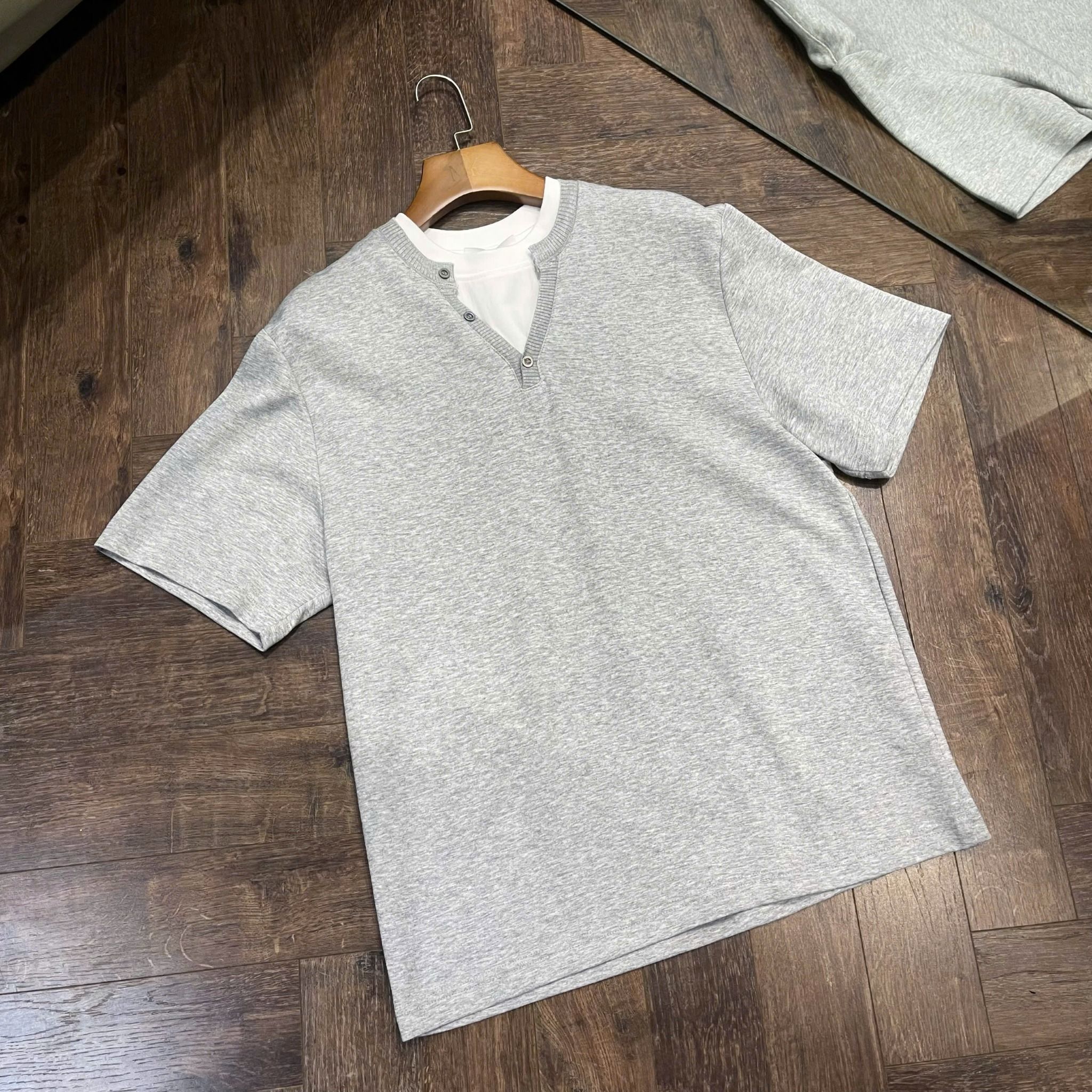  [ẢNH THẬT] Áo Ngắn Tay Nam Henley XT 5831 