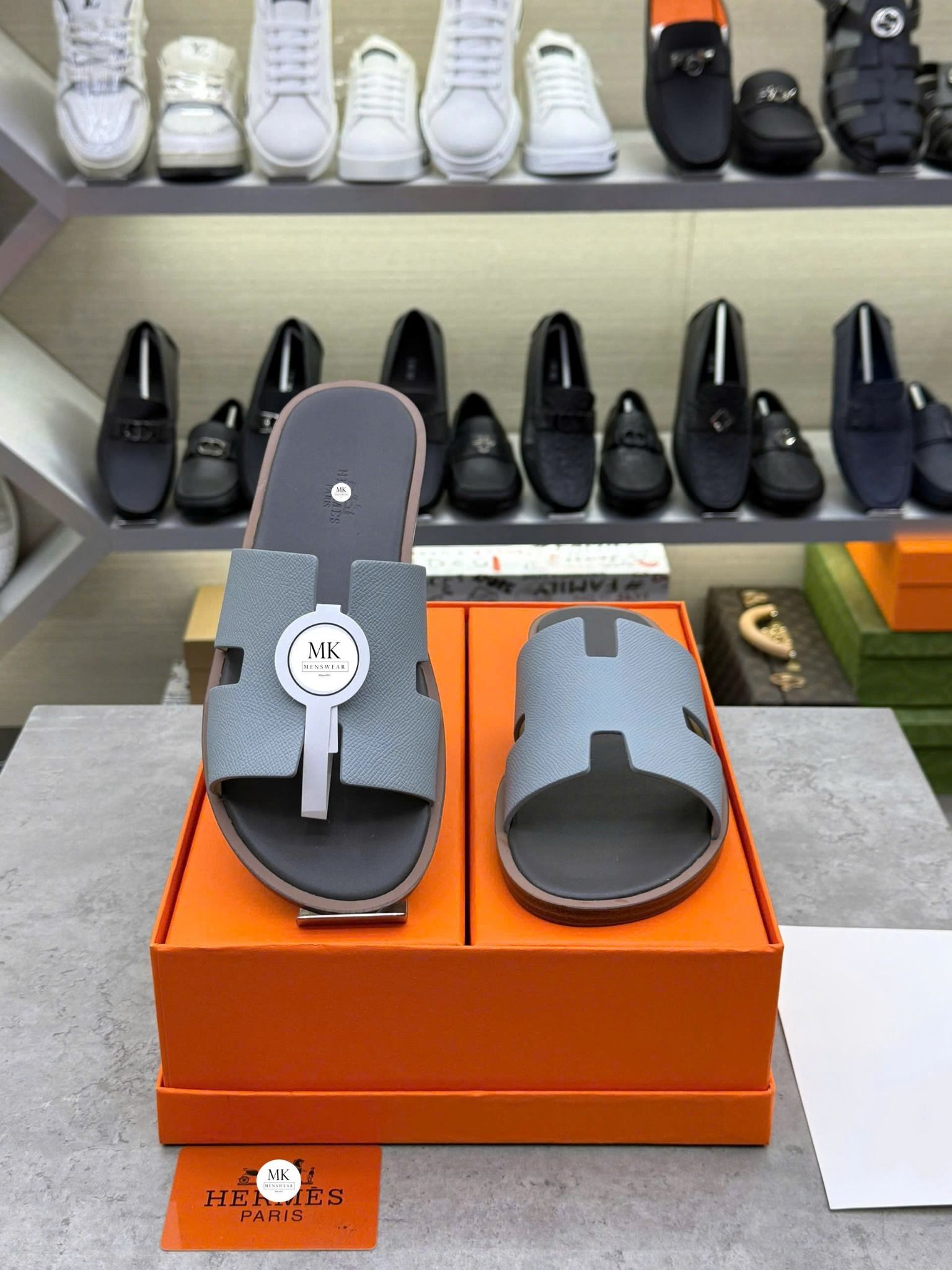  [ẢNH THẬT] Dép Da Nam Cao Cấp Xám 25 