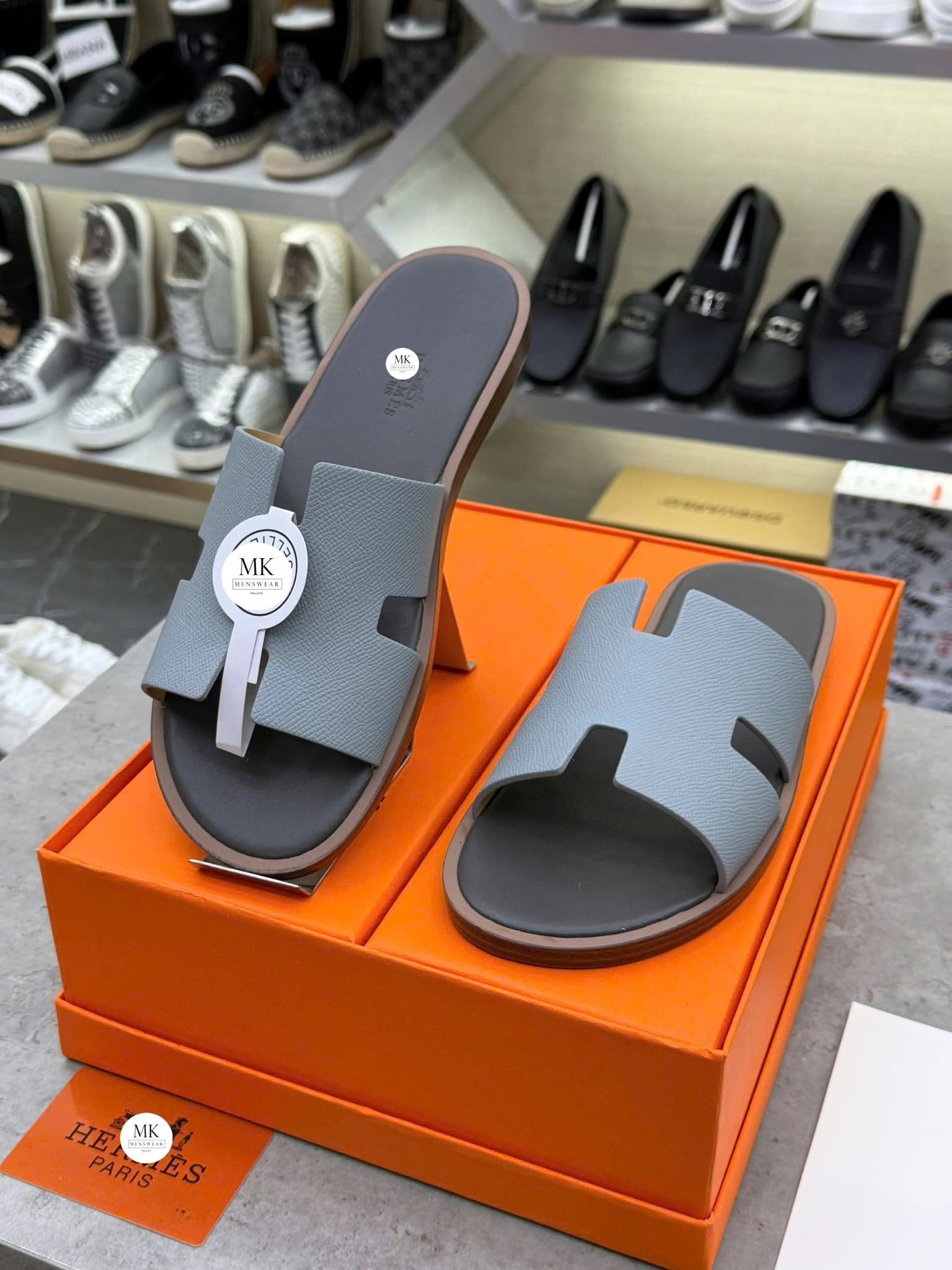  [ẢNH THẬT] Dép Da Nam Cao Cấp Xám 25 