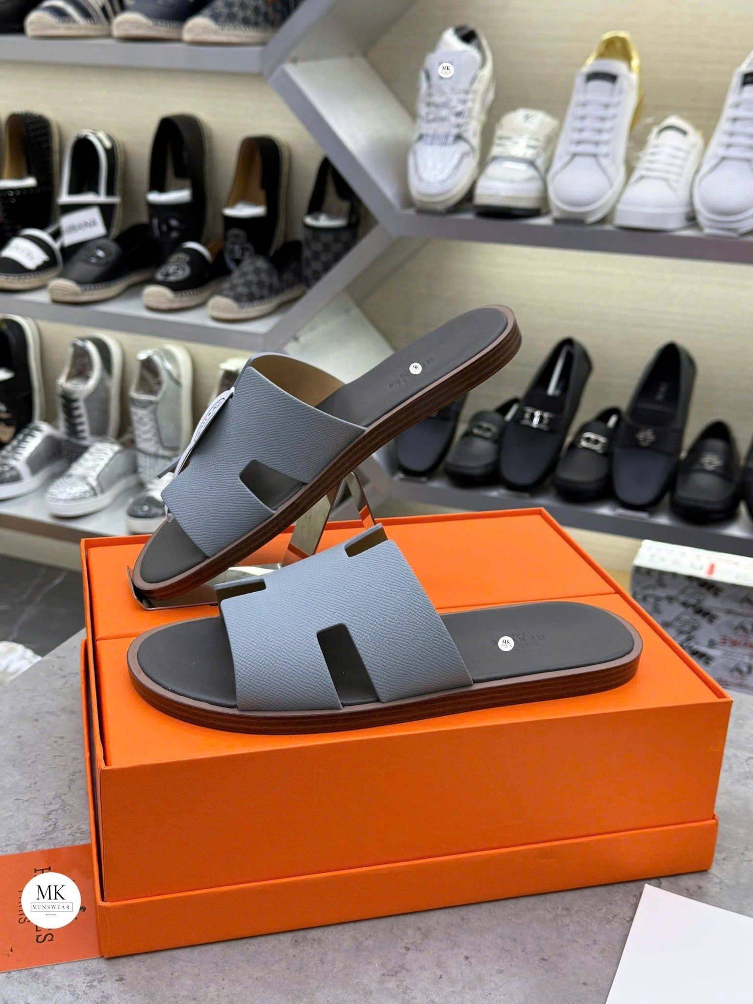  [ẢNH THẬT] Dép Da Nam Cao Cấp Xám 25 