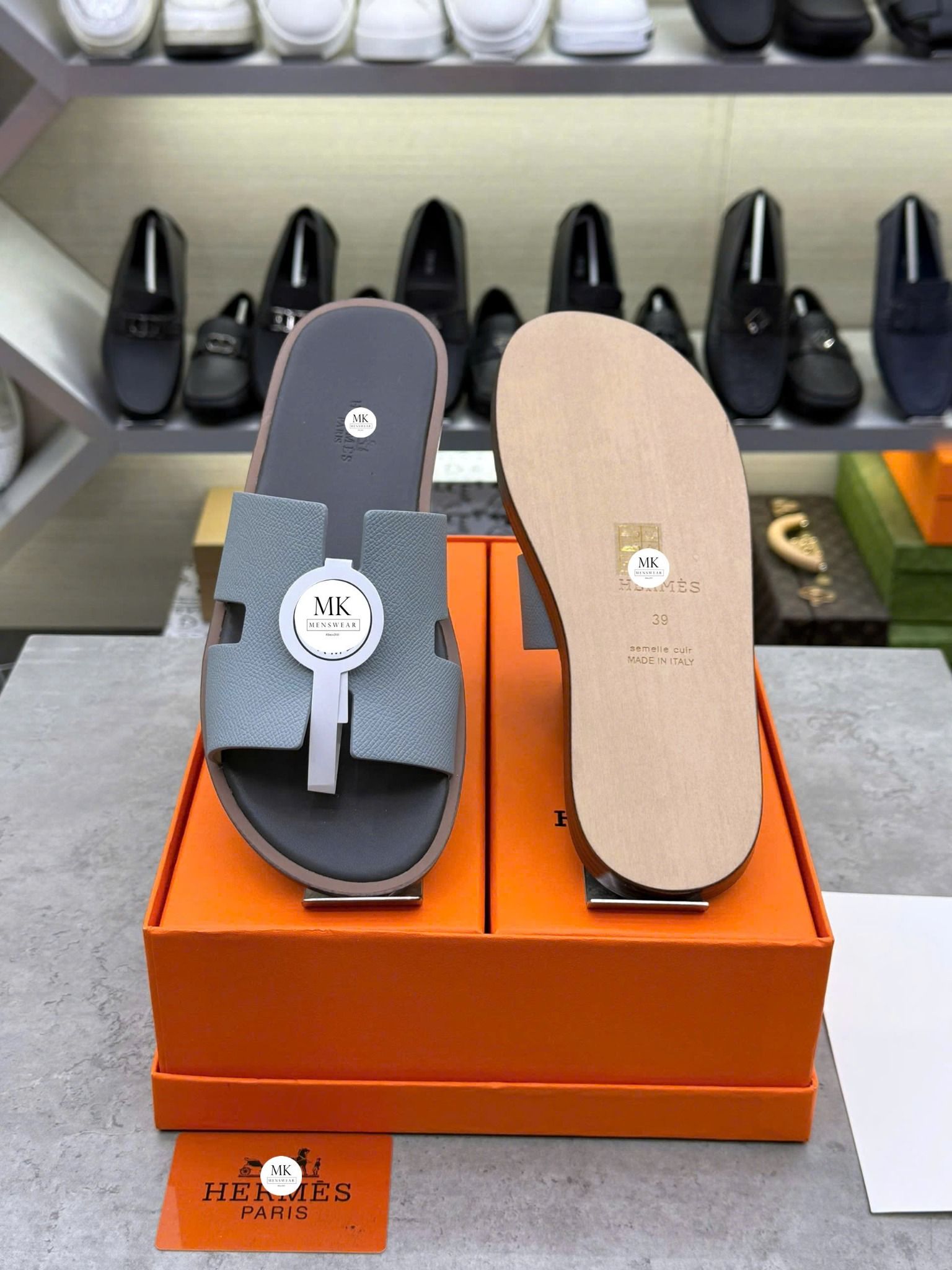  [ẢNH THẬT] Dép Da Nam Cao Cấp Xám 25 