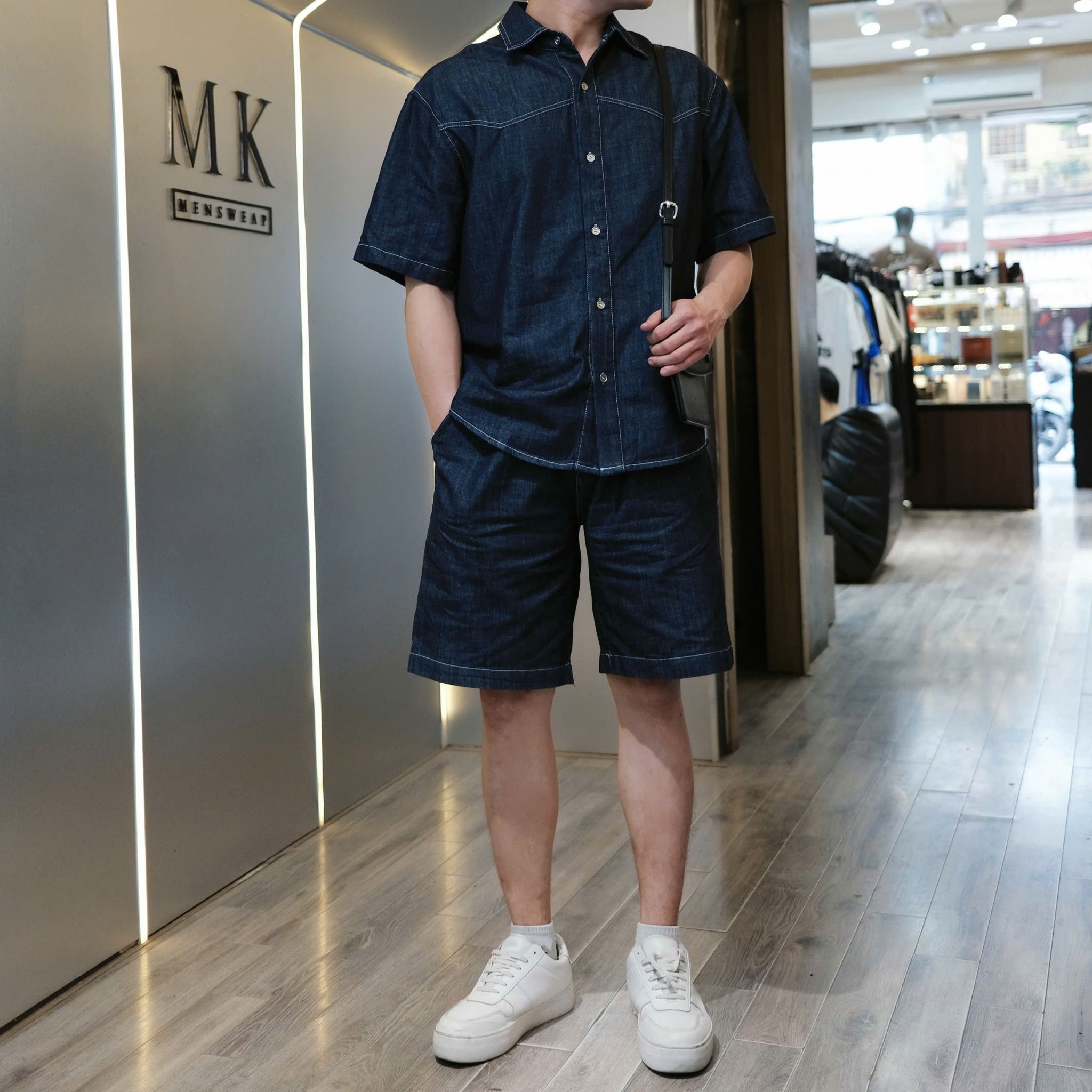  [ẢNH THẬT] Bộ Ngắn Tay Denim Nam Trơn 2626 