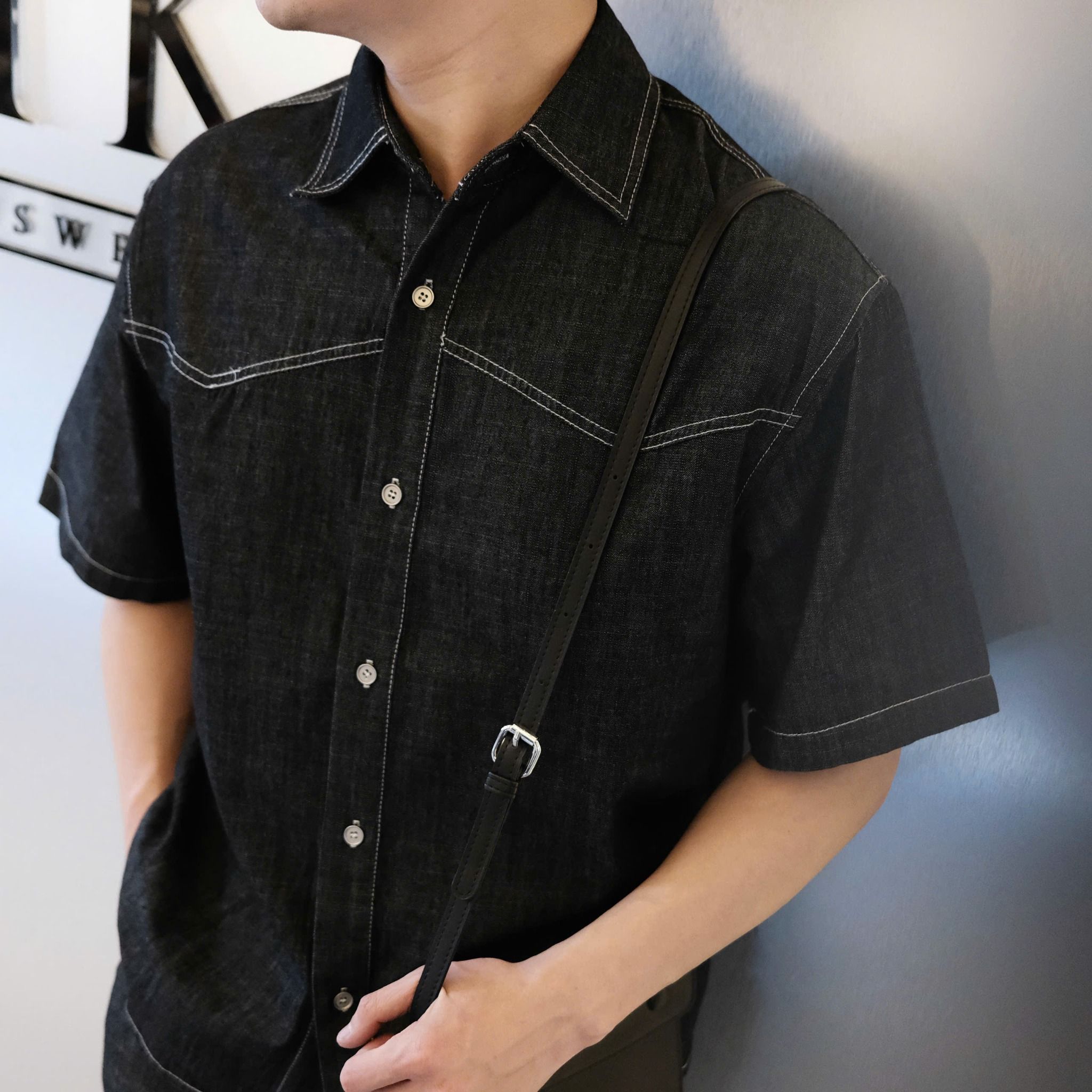  [ẢNH THẬT] Bộ Ngắn Tay Denim Nam Trơn 2626 