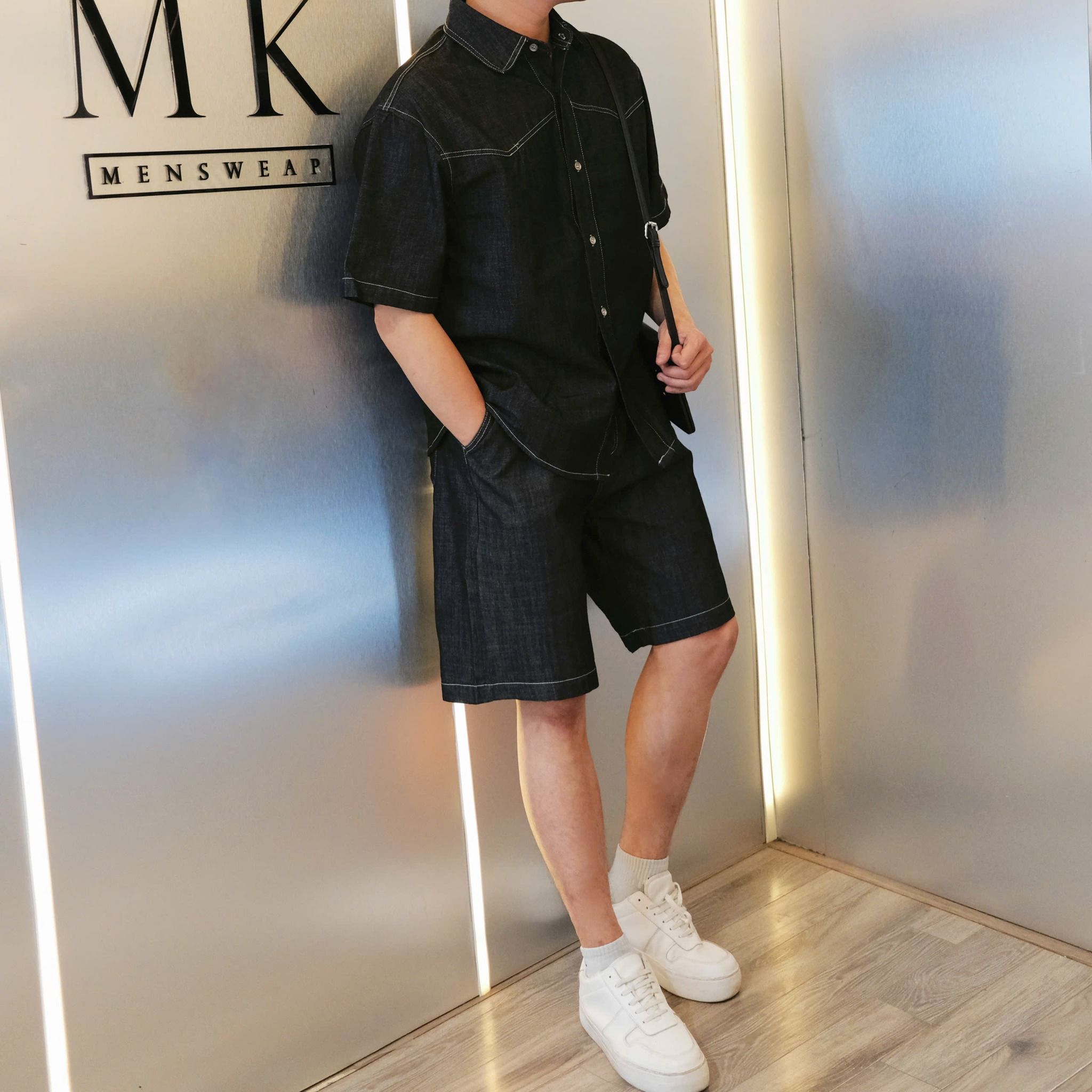  [ẢNH THẬT] Bộ Ngắn Tay Denim Nam Trơn 2626 