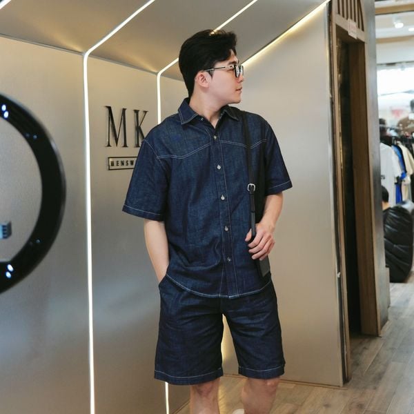  [ẢNH THẬT] Bộ Ngắn Tay Denim Nam Trơn 2626 