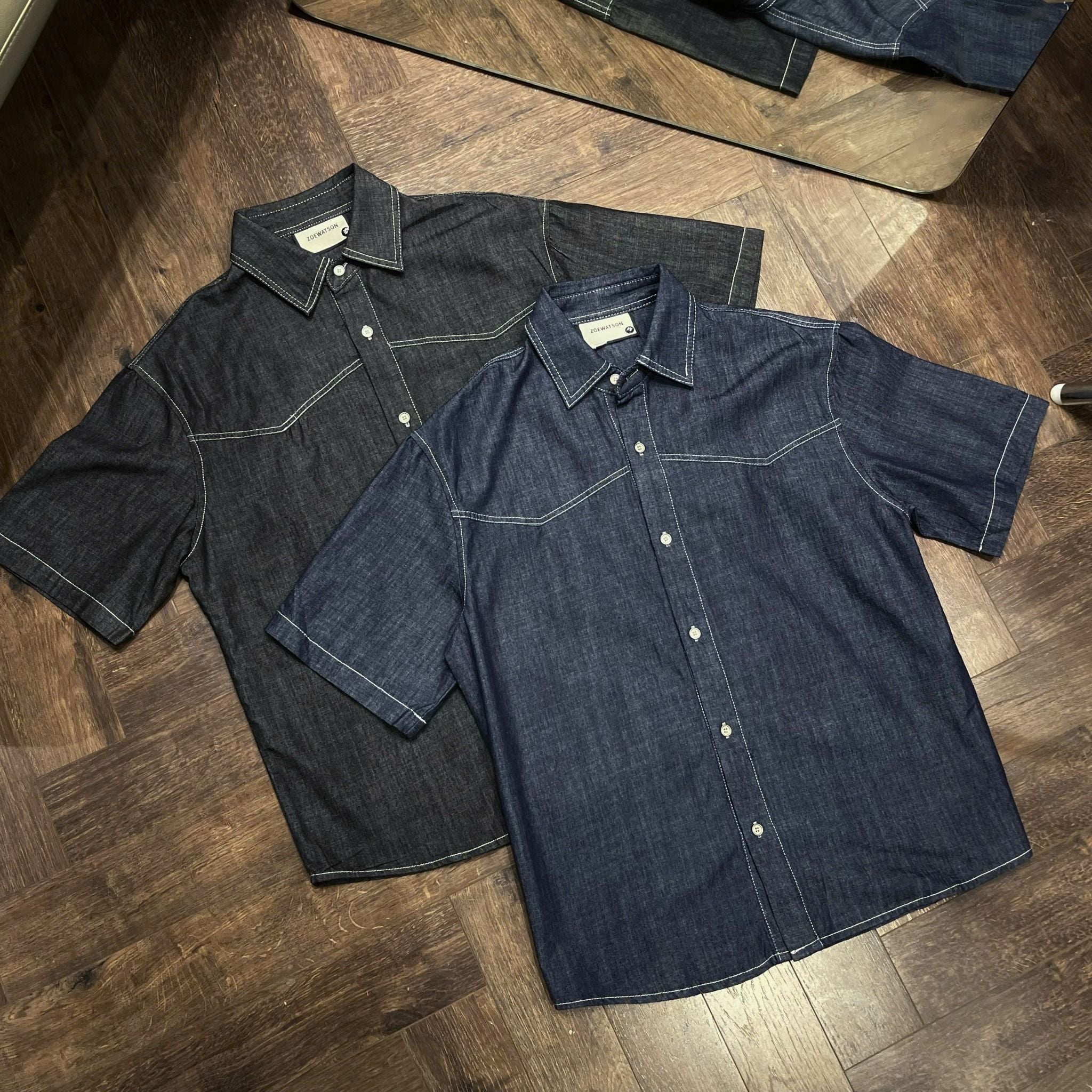  [ẢNH THẬT] Bộ Ngắn Tay Denim Nam Trơn 2626 