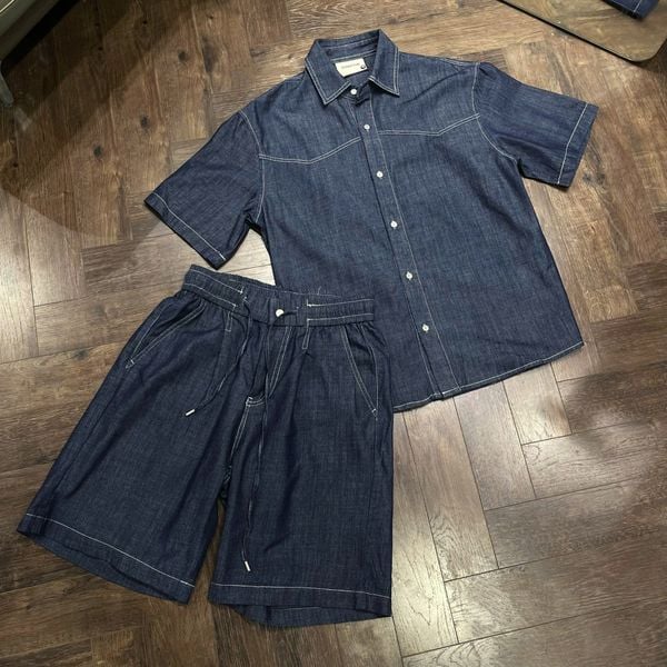  [ẢNH THẬT] Bộ Ngắn Tay Denim Nam Trơn 2626 