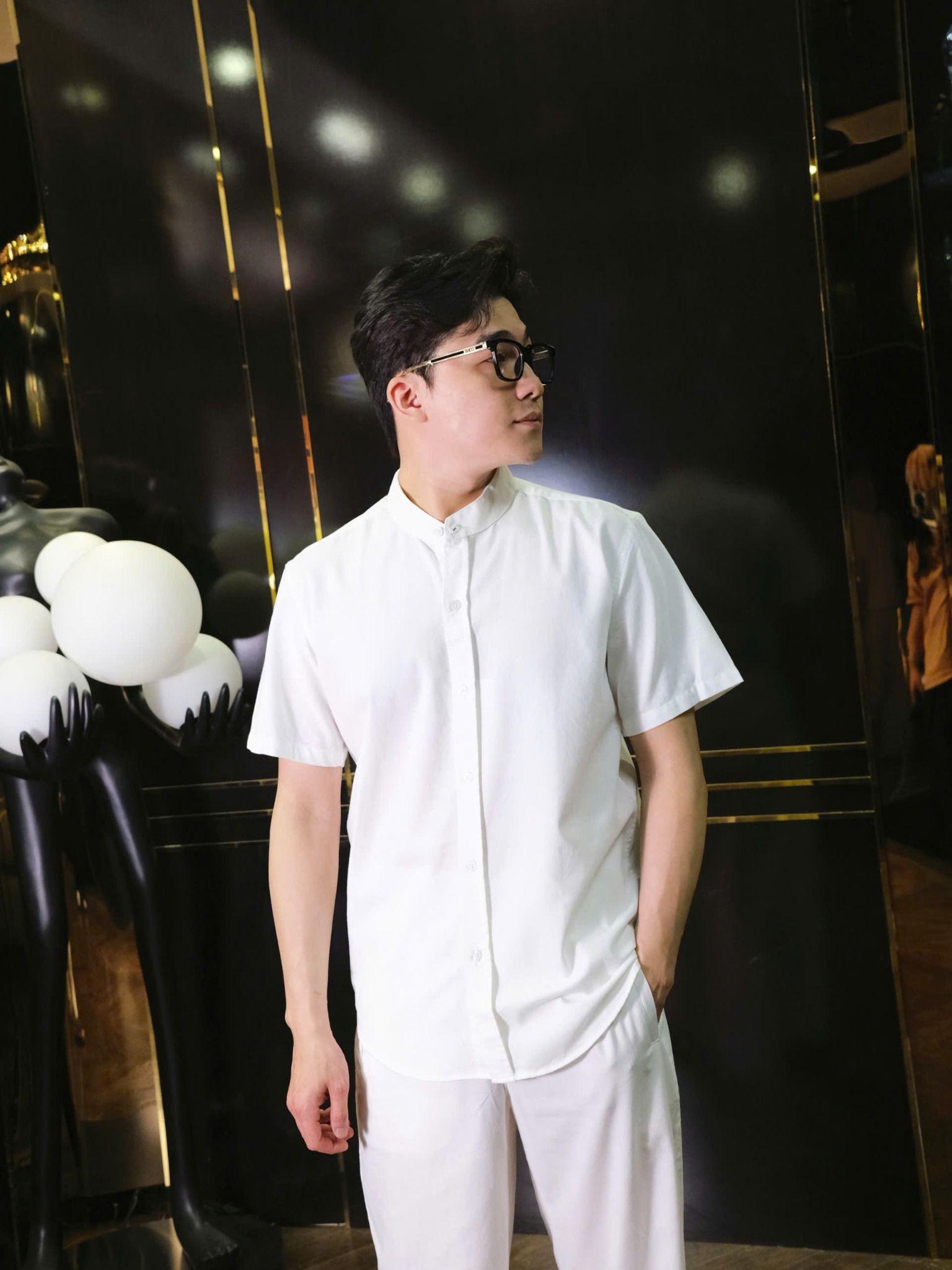  [ẢNH THẬT] Sơ Mi Ngắn Tay Nam Đũi KAF Trơn Cổ Tàu 25 