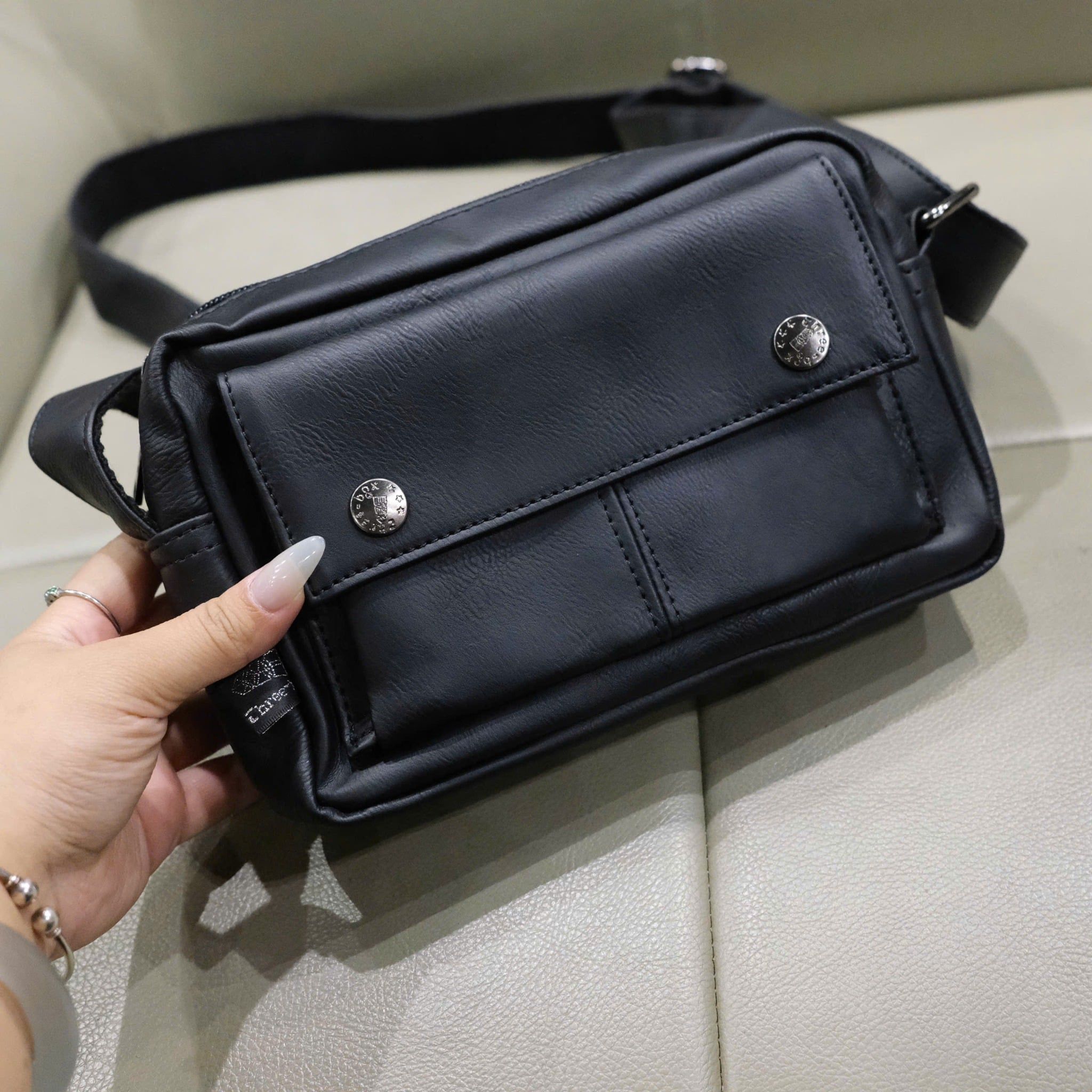  [ẢNH THẬT] Túi Đeo Chéo Nam Da Bò Trơn 8101 