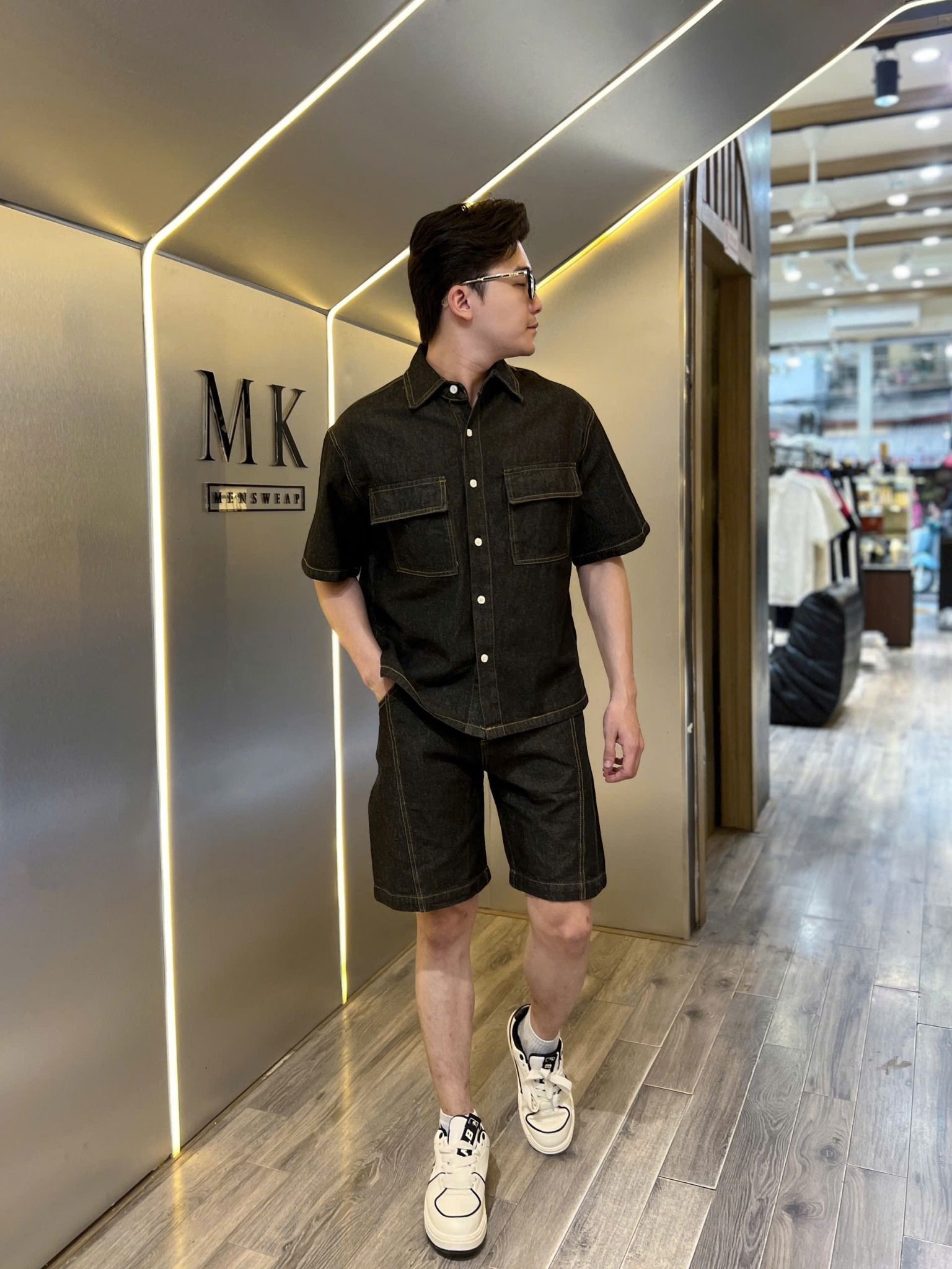  [ẢNH THẬT] Bộ Ngắn Tay Nam Denim Trơn 2636 