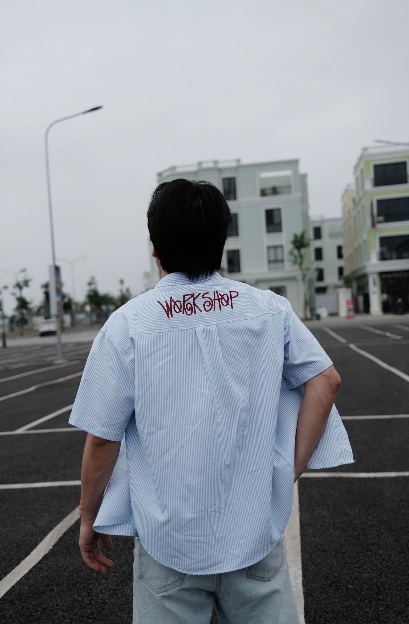 [ẢNH THẬT] Sơ Mi Ngắn Tay Nam Nữ Kẻ Sọc Logo Tim 398 