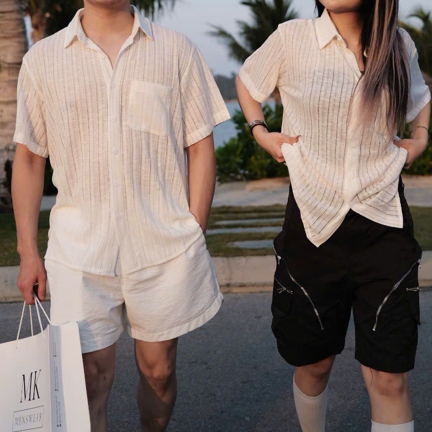  [ẢNH THẬT] Sơ Mi Đũi Ngắn Tay Nam Túi Ngực 7019 