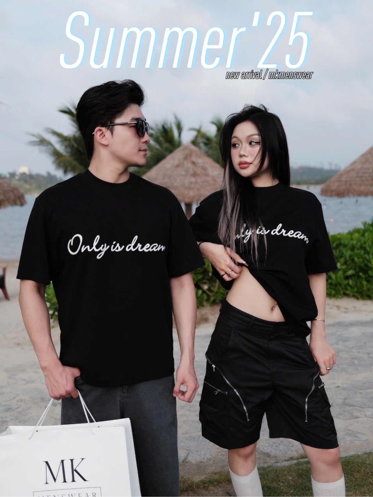  [ẢNH THẬT] Áo Phông Ngắn Tay Nam Nữ Thêu Chữ Only Is Dream 5871 