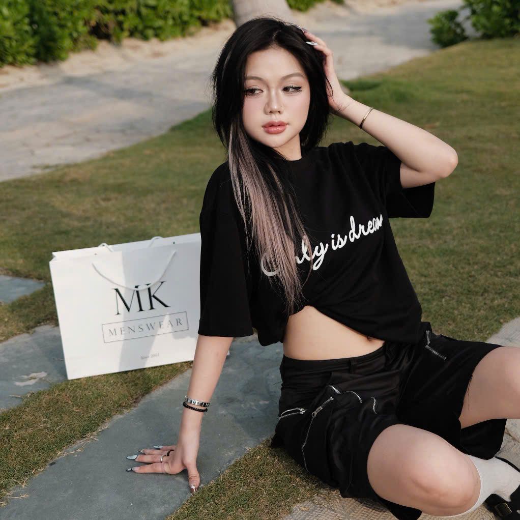  [ẢNH THẬT] Áo Phông Ngắn Tay Nam Nữ Thêu Chữ Only Is Dream 5871 