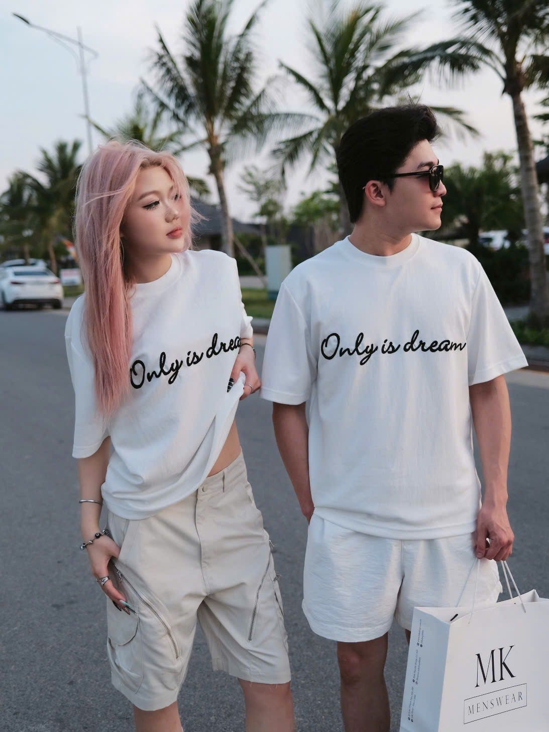  [ẢNH THẬT] Áo Phông Ngắn Tay Nam Nữ Thêu Chữ Only Is Dream 5871 