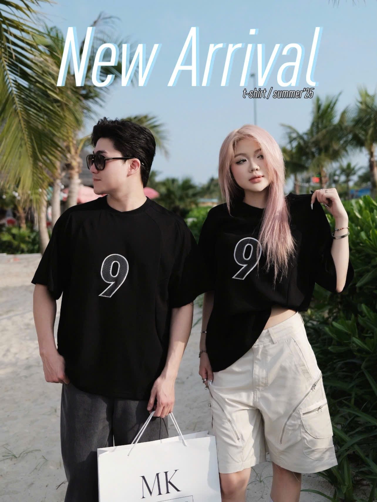  [Ảnh Thật] Áo Phông Ngắn Tay Nam Nữ Thêu Số 9 3318 