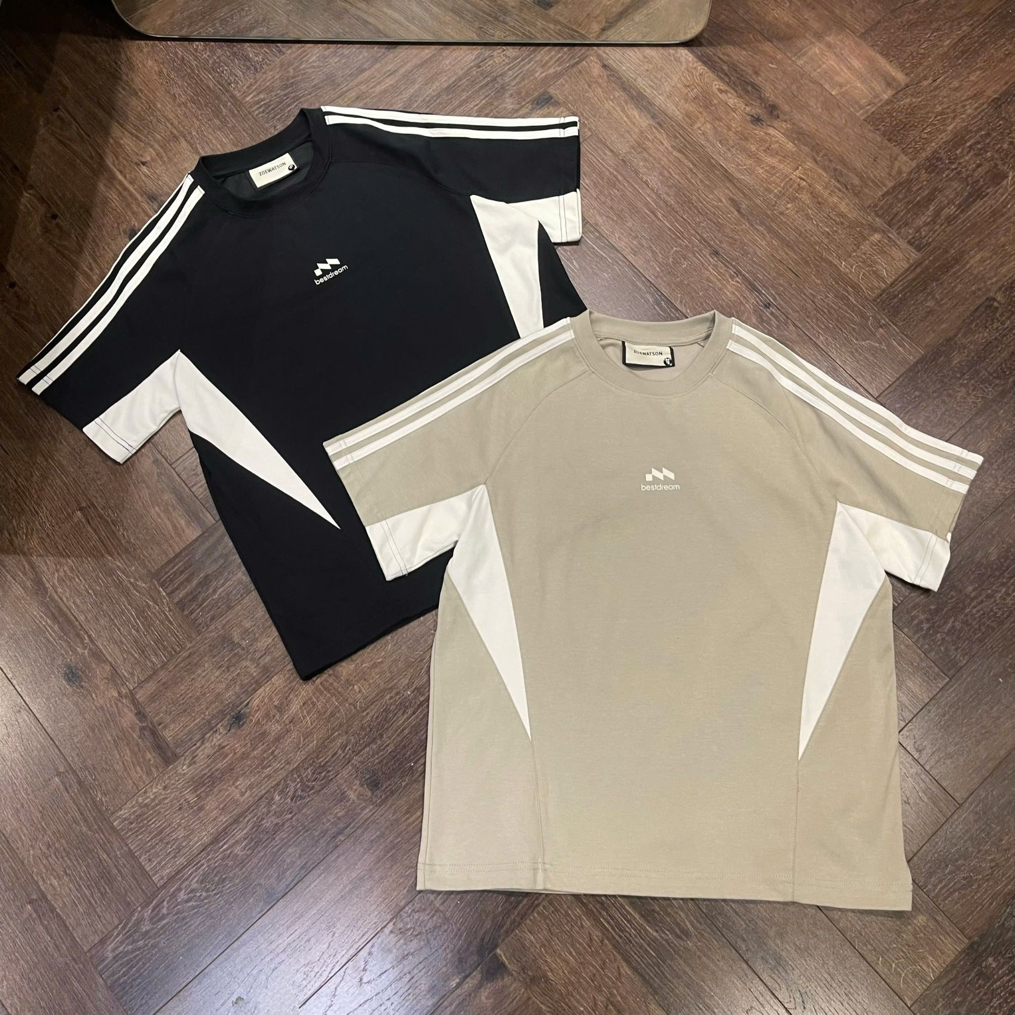  [ẢNH THẬT] Áo Phông Ngắn Tay Nam Nữ Sọc Vai 2707 