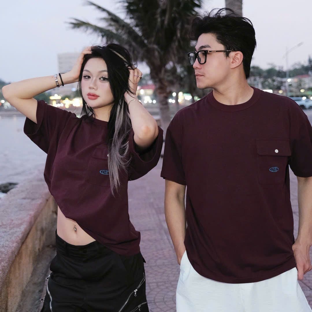  [ẢNH THẬT] Áo Phông Ngắn Tay Nam Nữ Túi Ngực 3310 