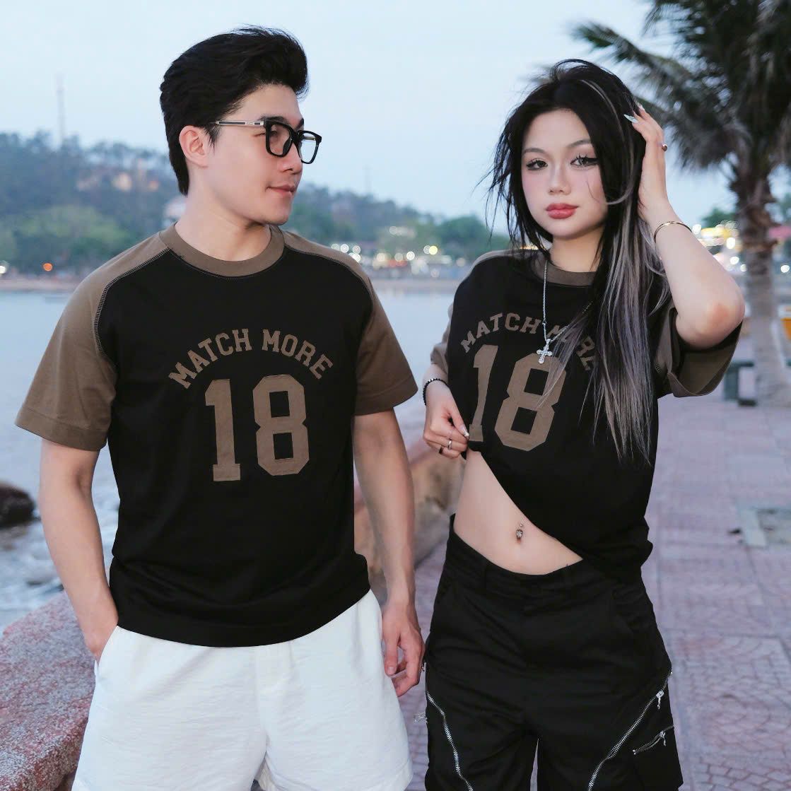  [ẢNH THẬT] Áo Phông Ngắn Tay Nam Nữ Cải Tay Thêu Chữ 5377 