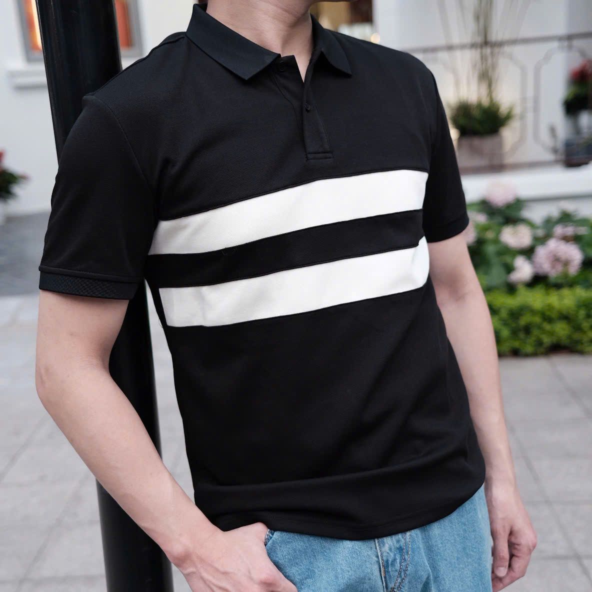  [ẢNH THẬT] Polo Ngắn Tay Nam Kẻ Ngang Ngực 980 
