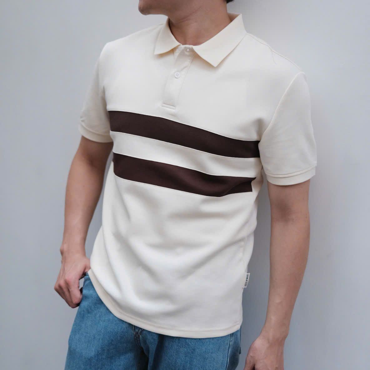  [ẢNH THẬT] Polo Ngắn Tay Nam Kẻ Ngang Ngực 980 