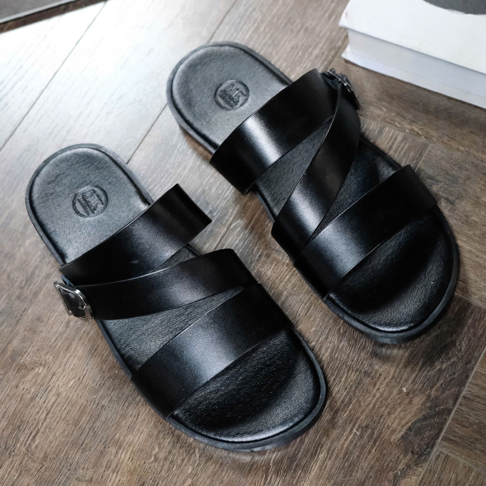  [ẢNH THẬT] Dép Da Nam MK Quai Chéo Khuy 25 