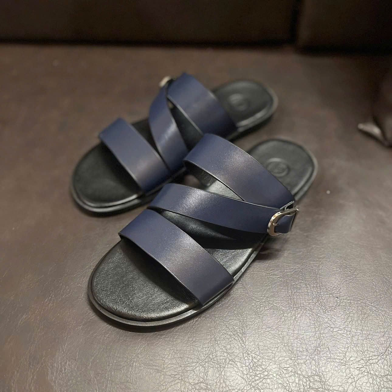  [ẢNH THẬT] Dép Da Nam MK Quai Chéo Khuy 25 