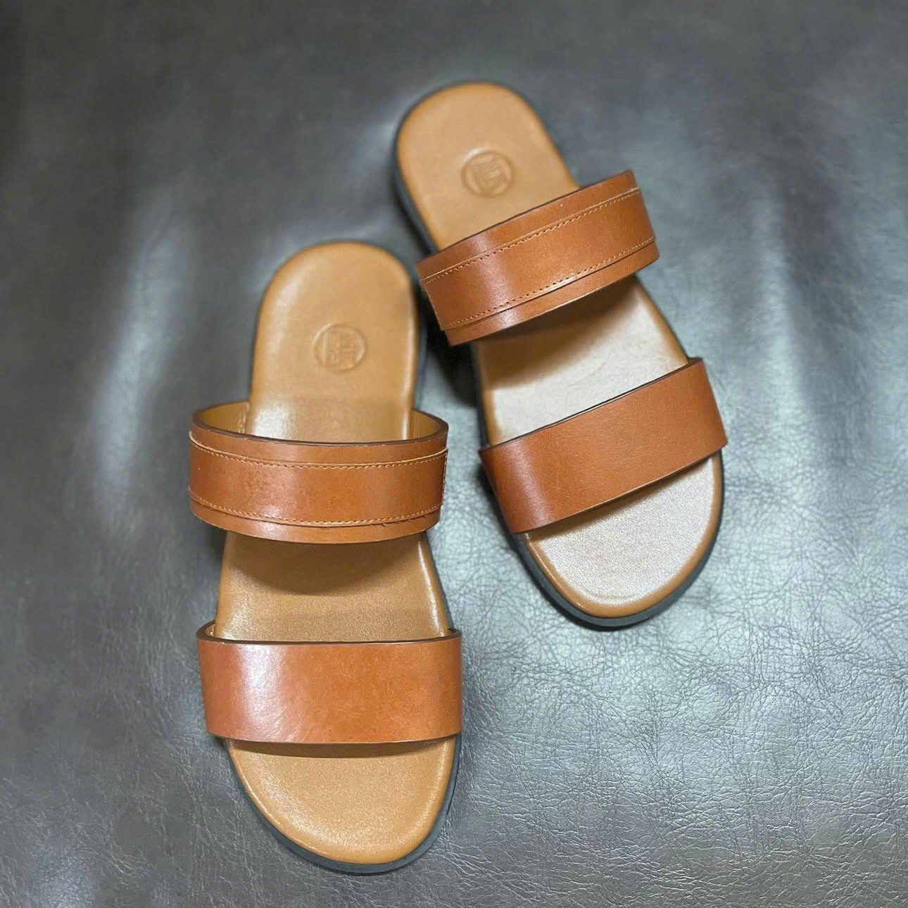  [ẢNH THẬT] Dép Da Nam MK Sandan Trơn 25 