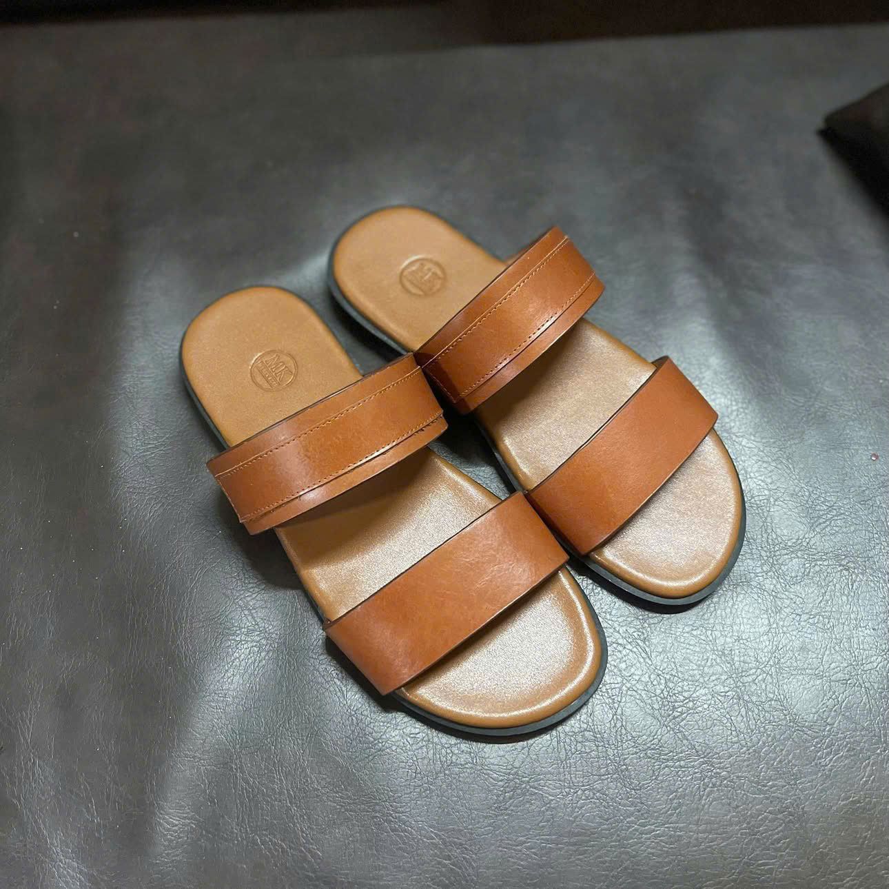  [ẢNH THẬT] Dép Da Nam MK Sandan Trơn 25 