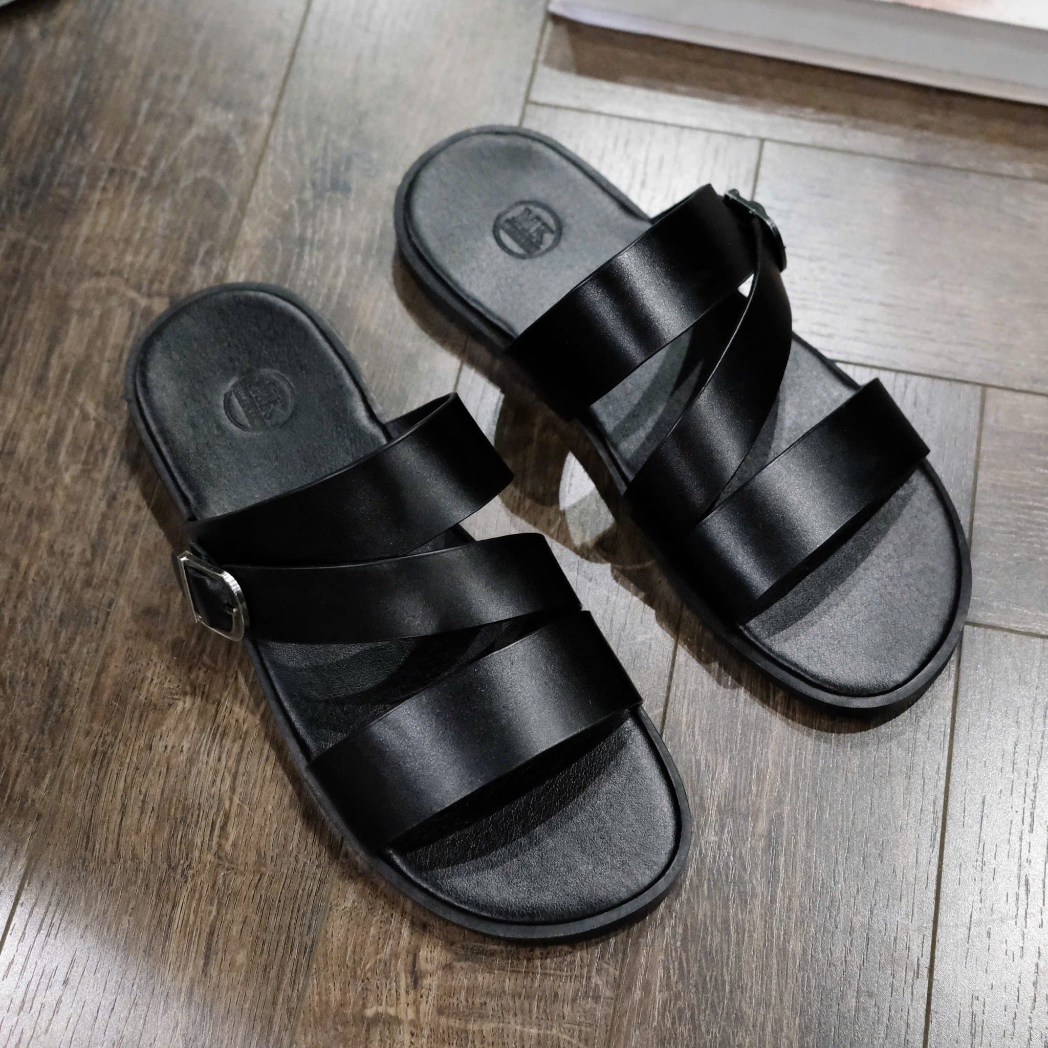  [ẢNH THẬT] Dép Da Nam MK Quai Chéo Khuy 25 