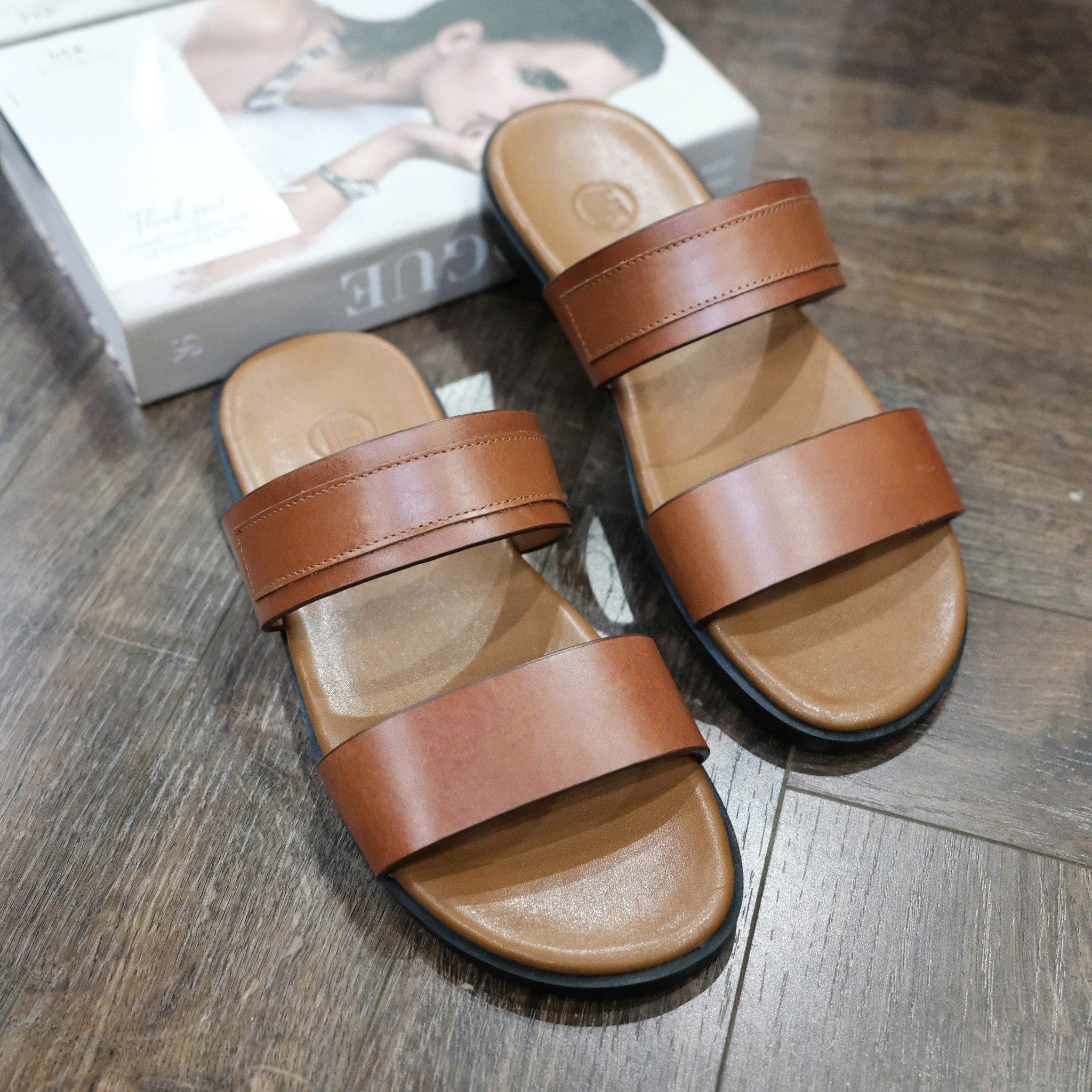  [ẢNH THẬT] Dép Da Nam MK Sandan Trơn 25 