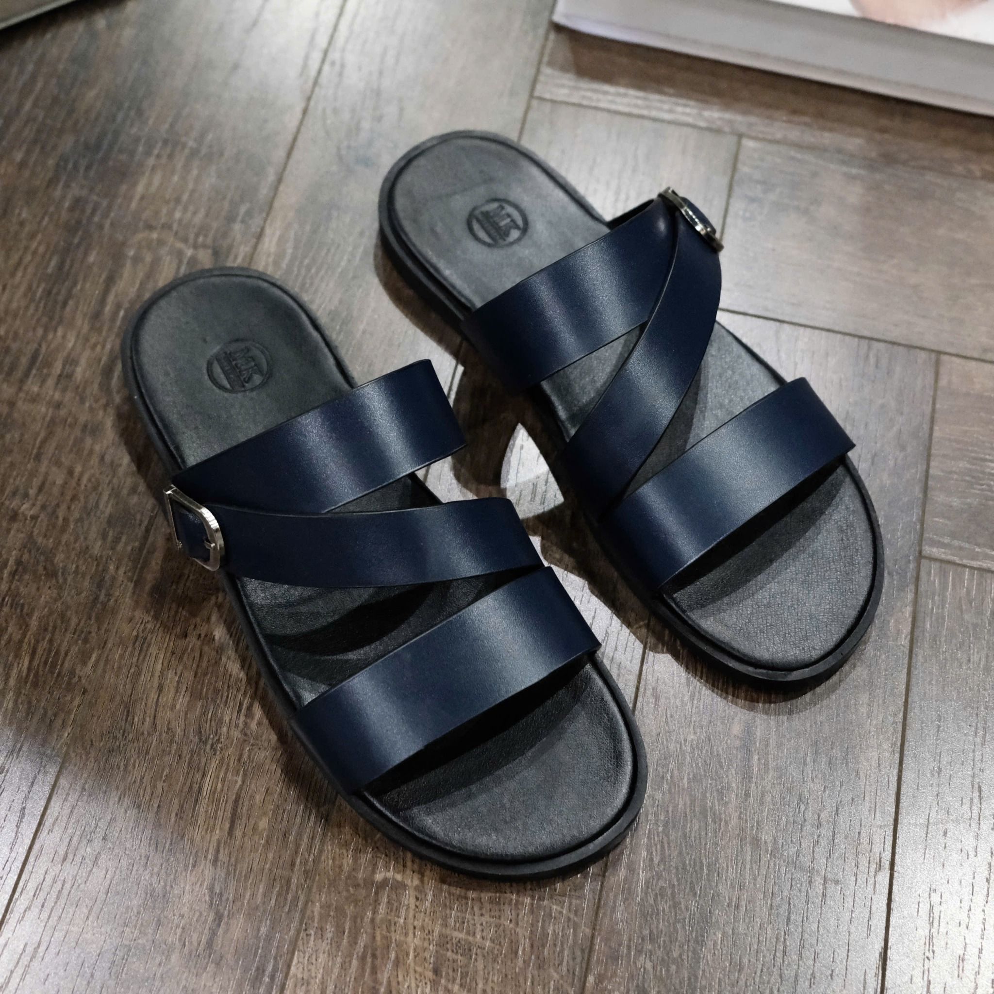  [ẢNH THẬT] Dép Da Nam MK Quai Chéo Khuy 25 