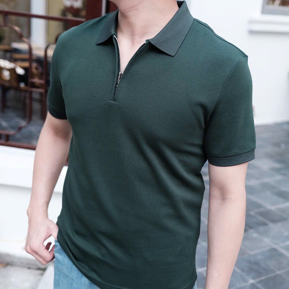  [ẢNH THẬT] Polo Ngắn Tay Nam Khoá Cổ Trơn 998 